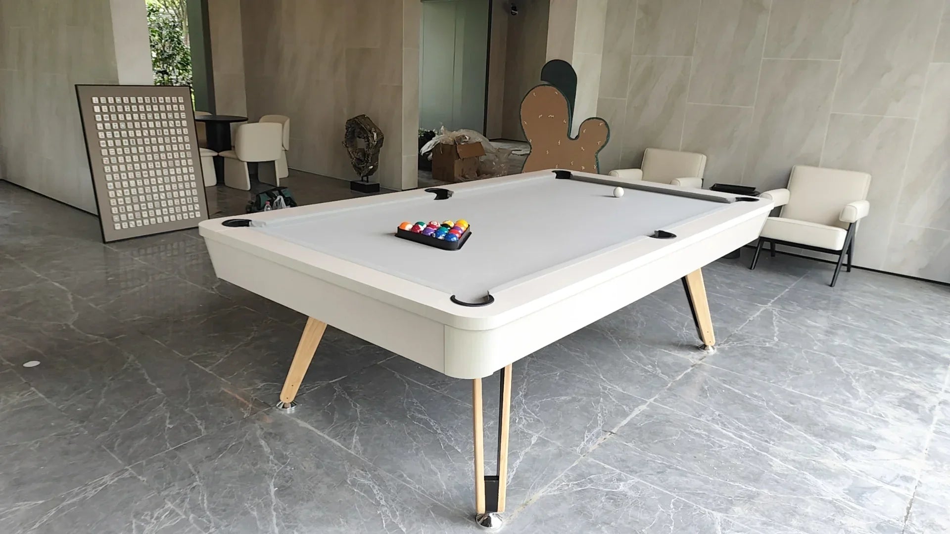 3 in 1 Pool Table 7ft Light Grey MDF Billiards plus Table Tennis plus Dining Snooker 8-Ball 9-Ball Indoor Game Table - View 7