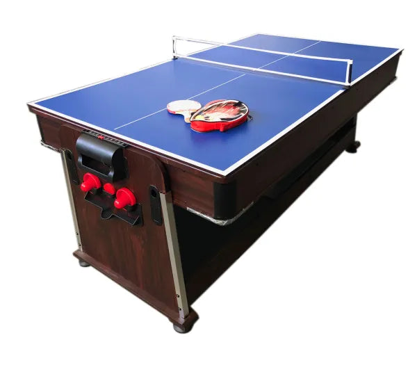4-in-1 Game Table Matthew 7FT - Pool + Air Hockey + Table Tennis + Dining with Benches, Electric Air Motor, Full Accessories - View 4