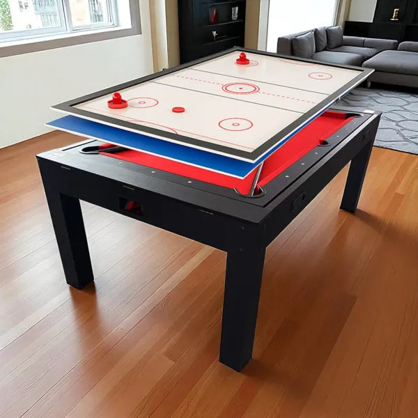 7FT Multi Game Table Strike Pool Billiards Air Hockey Table Tennis Rotating System 145KG MDF Black 220V Motor - View 2