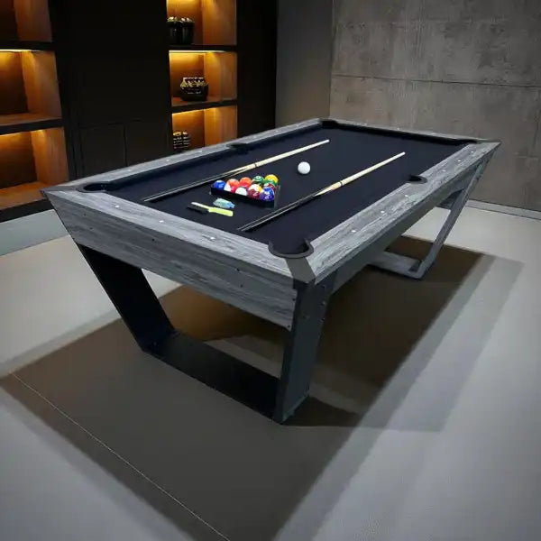 7FT Pool Table Neptune - Black Cloth, Gray Laminate, MDF Frame, 150kg, Height Adjustable Feet, Full Accessories Included - View 2