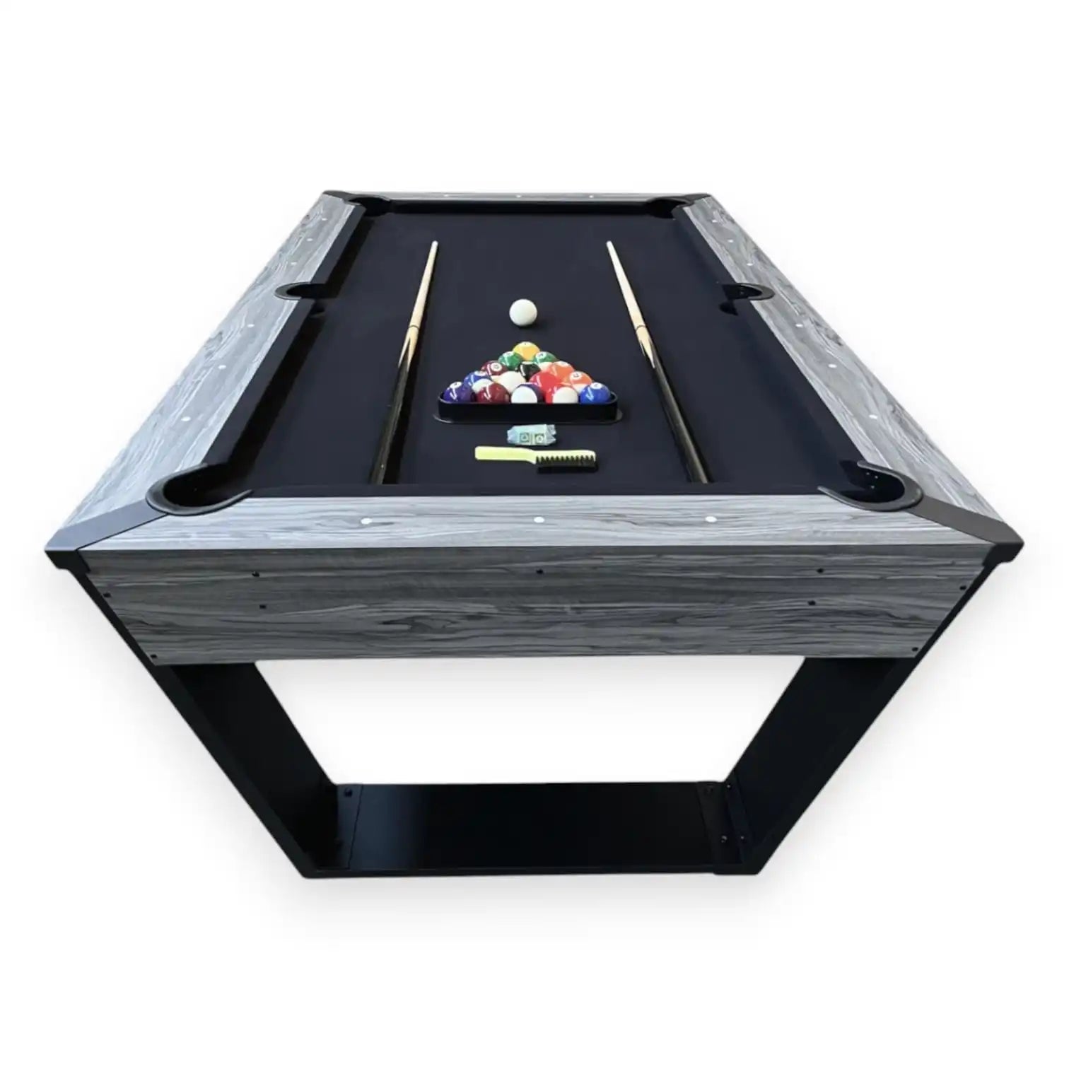 7FT Pool Table Neptune - Black Cloth, Gray Laminate, MDF Frame, 150kg, Height Adjustable Feet, Full Accessories Included - View 3