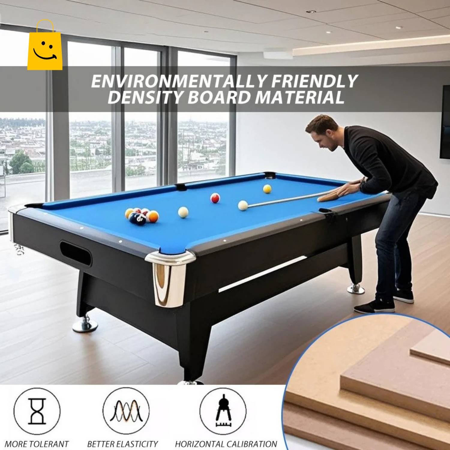 8ft Pool Table Auto Ball Return 15mm MDF Blue Velvet Indoor Billiards Table with Full Accessory Set - View 6