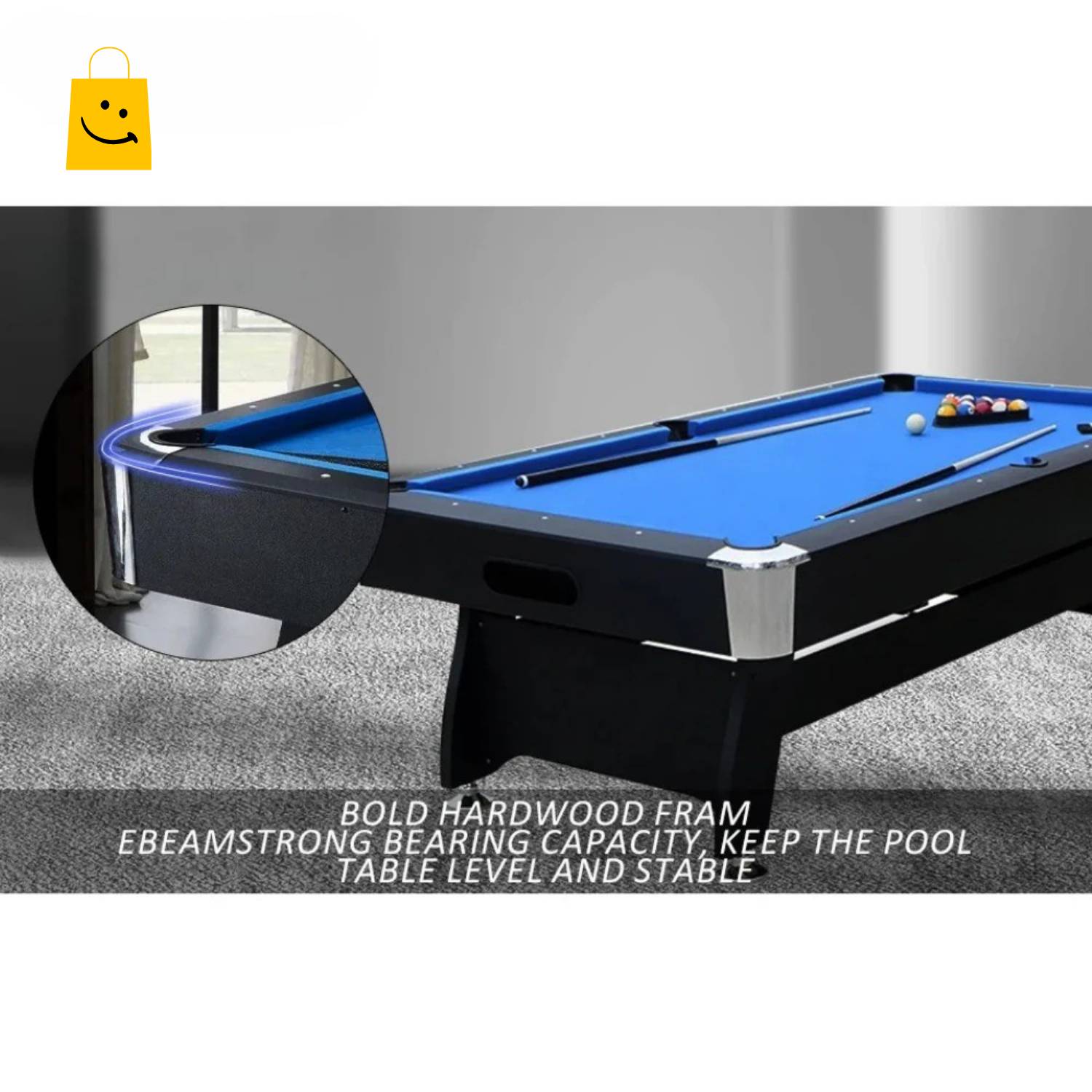 8ft Pool Table Auto Ball Return 15mm MDF Blue Velvet Indoor Billiards Table with Full Accessory Set - View 9