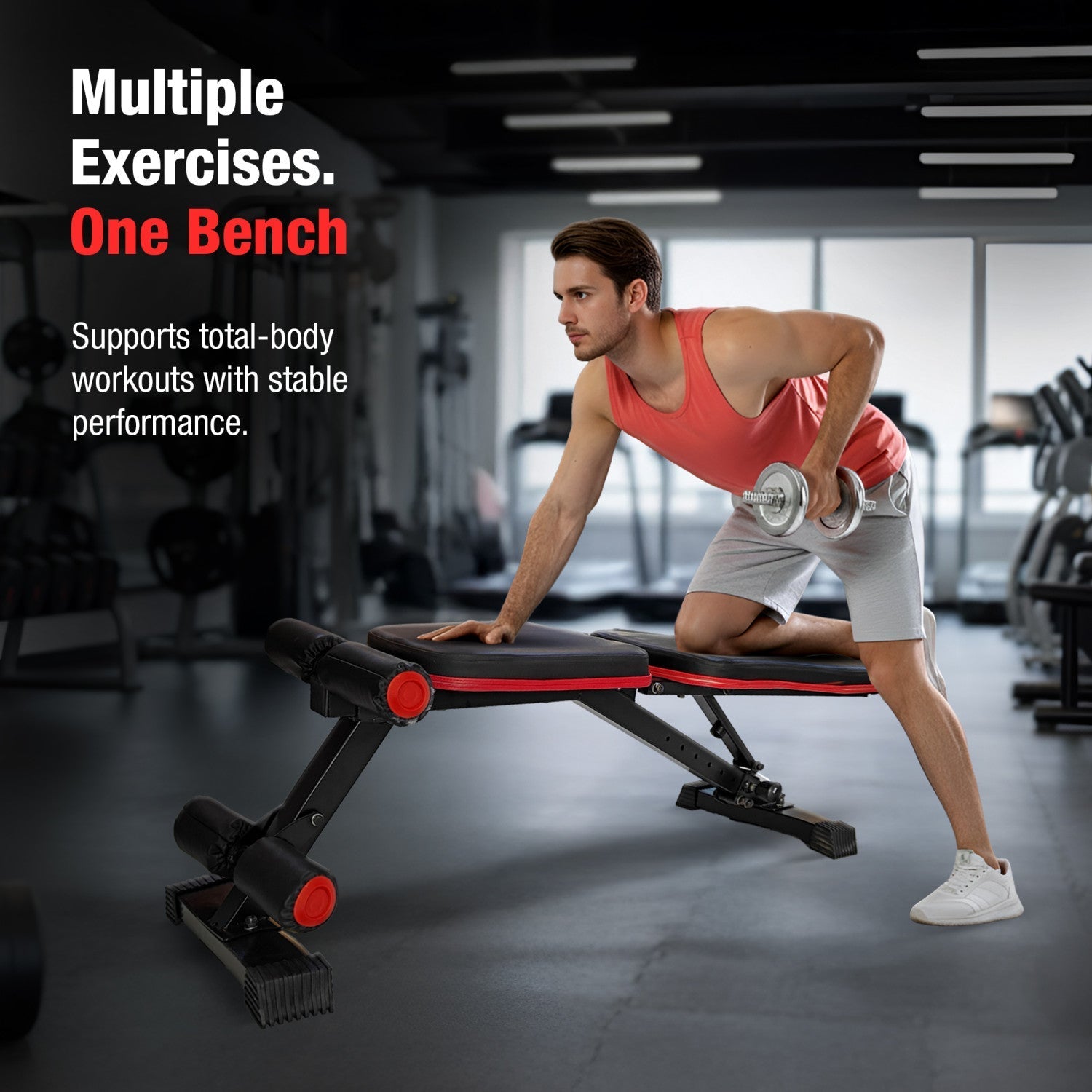 Adjustable Weight Bench SWB-60 300KG Capacity 6 Positions Flat Incline Decline Alloy Steel PU Leather Foam Rollers Home Gym - View 7