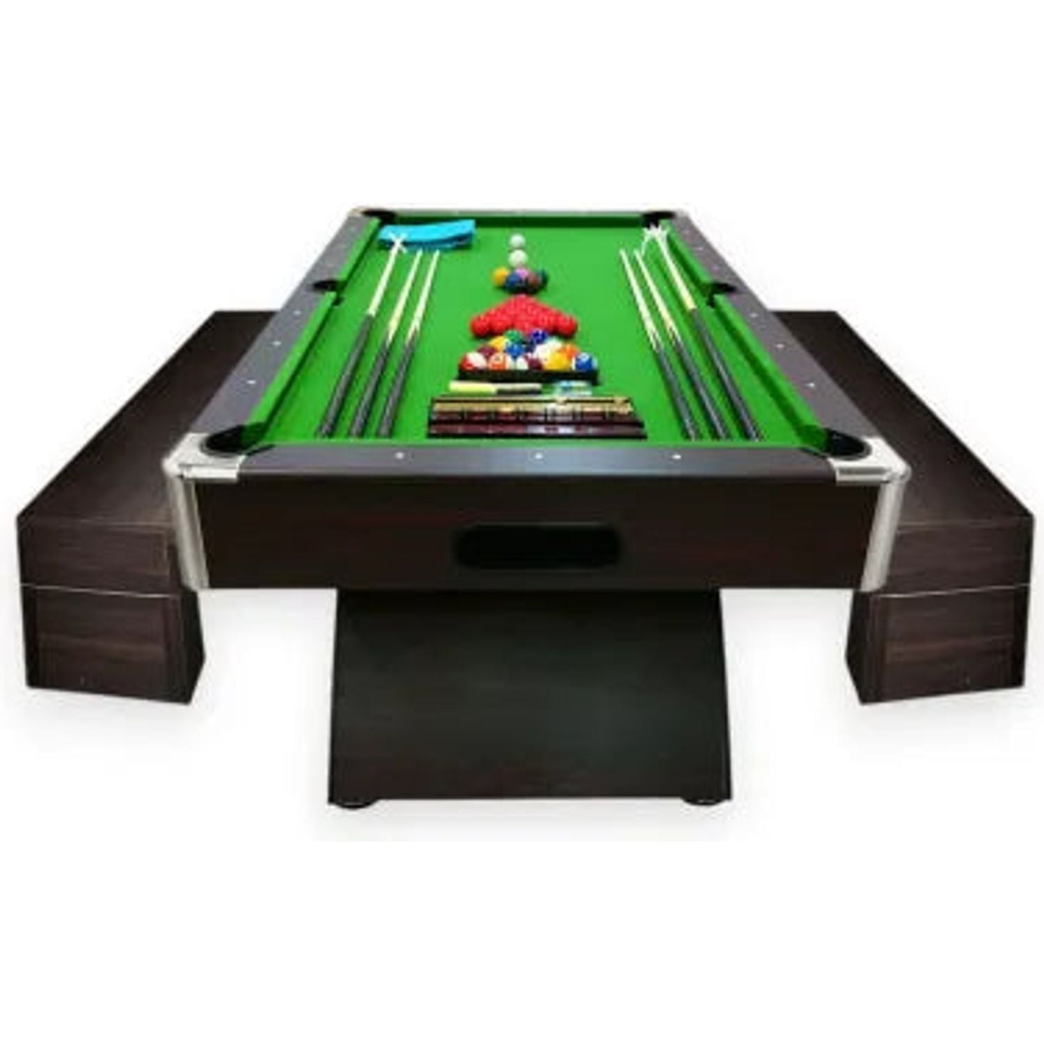 Billiard Table LEONIDA CAESAR 8FT with 2 Storage Benches Auto Ball Return 150kg Full Accessories Professional Game Room