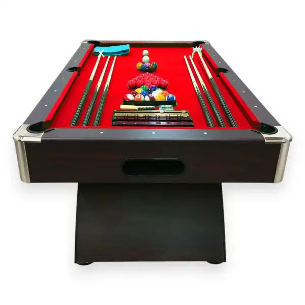 Billiard Table NAPOLEONE 7FT Red Cloth Chrome Accents Auto Ball Return 145kg Full Accessories Home Game Room - View 4