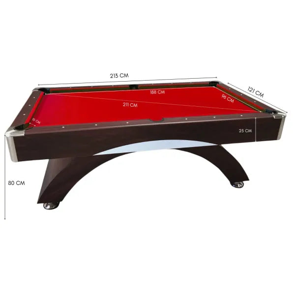 Billiard Table NAPOLEONE 7FT Red Cloth Chrome Accents Auto Ball Return 145kg Full Accessories Home Game Room - View 7