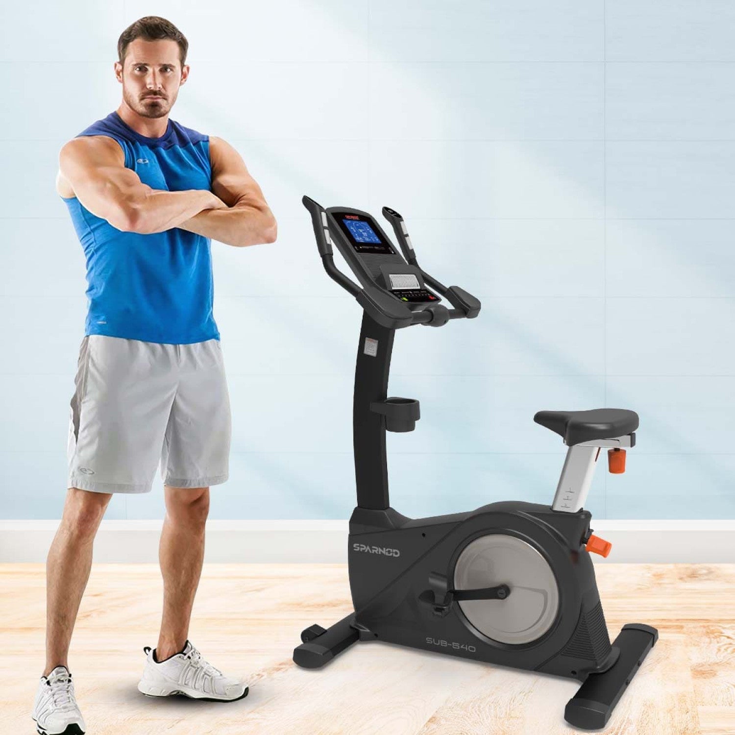 Commercial Upright Bike SUB-540 Self-Generator Electromagnetic 24 Resistance Levels 150KG 7" LCD 12 Programs Built-In Speakers USB - View 2