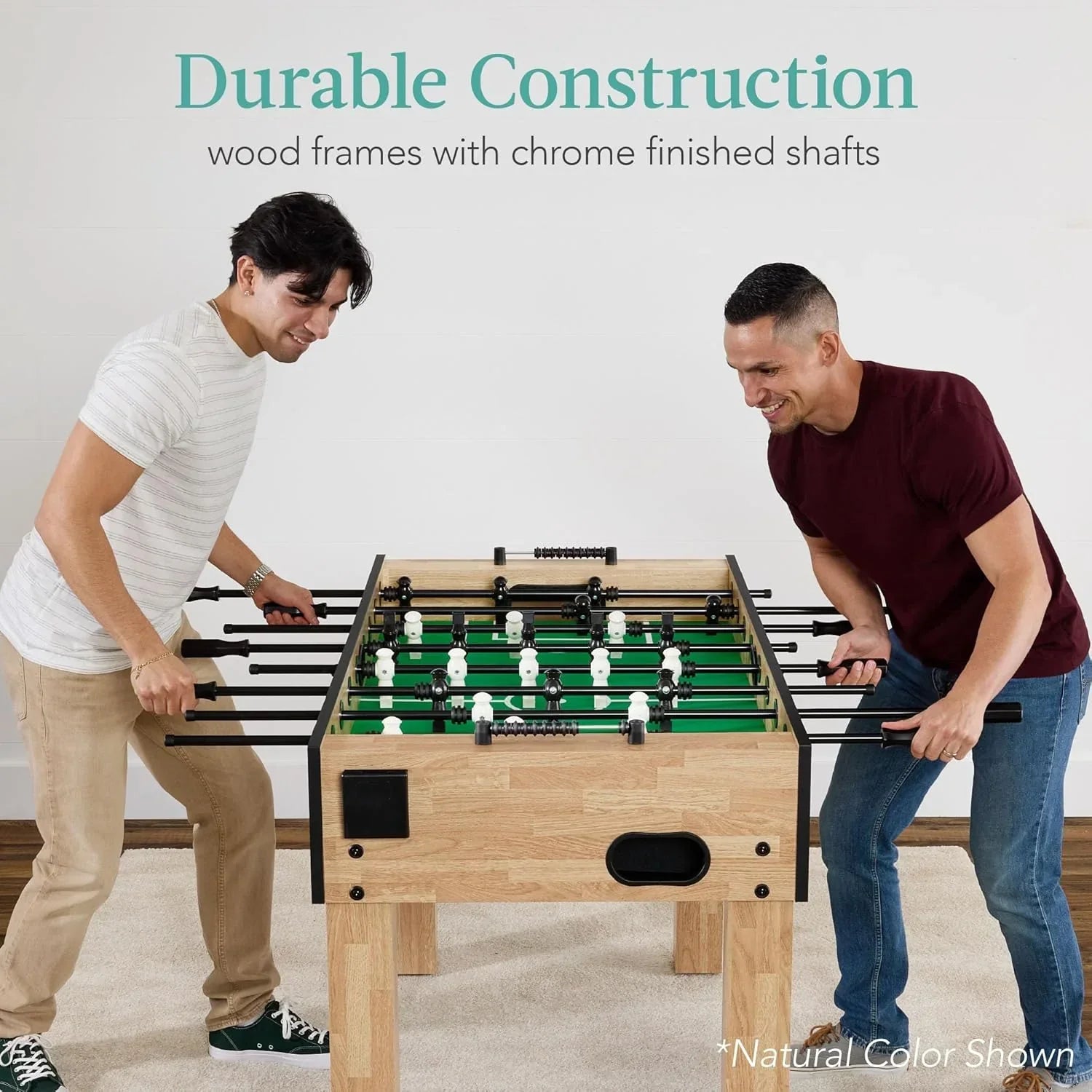 Foosball Table 54 Inch Regulation Size, Wood Frame, Chrome Steel Rods, 2 Balls and 2 Cup Holders for Home and Game Room - View 9