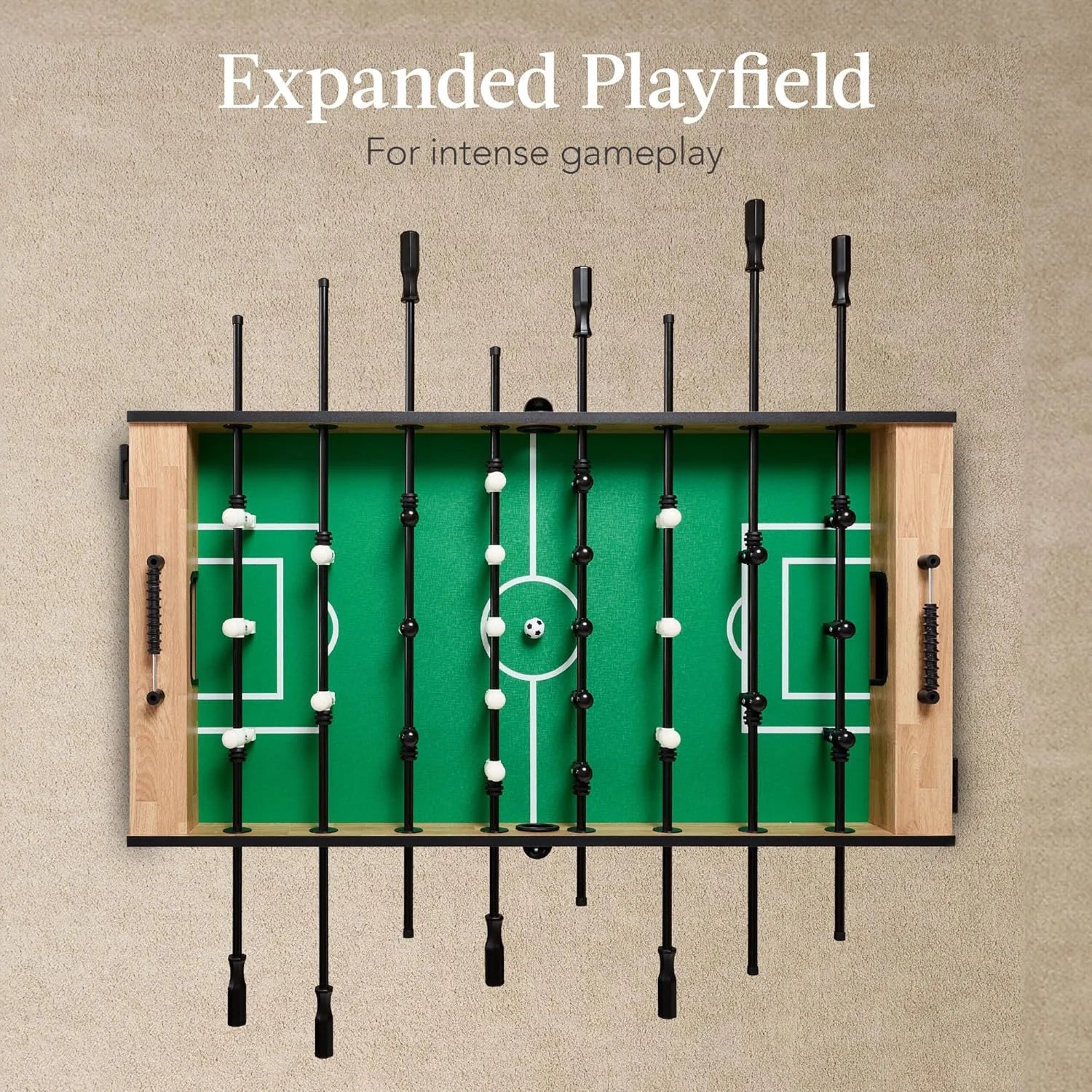 Foosball Table 54 Inch Regulation Size, Wood Frame, Chrome Steel Rods, 2 Balls and 2 Cup Holders for Home and Game Room - View 10