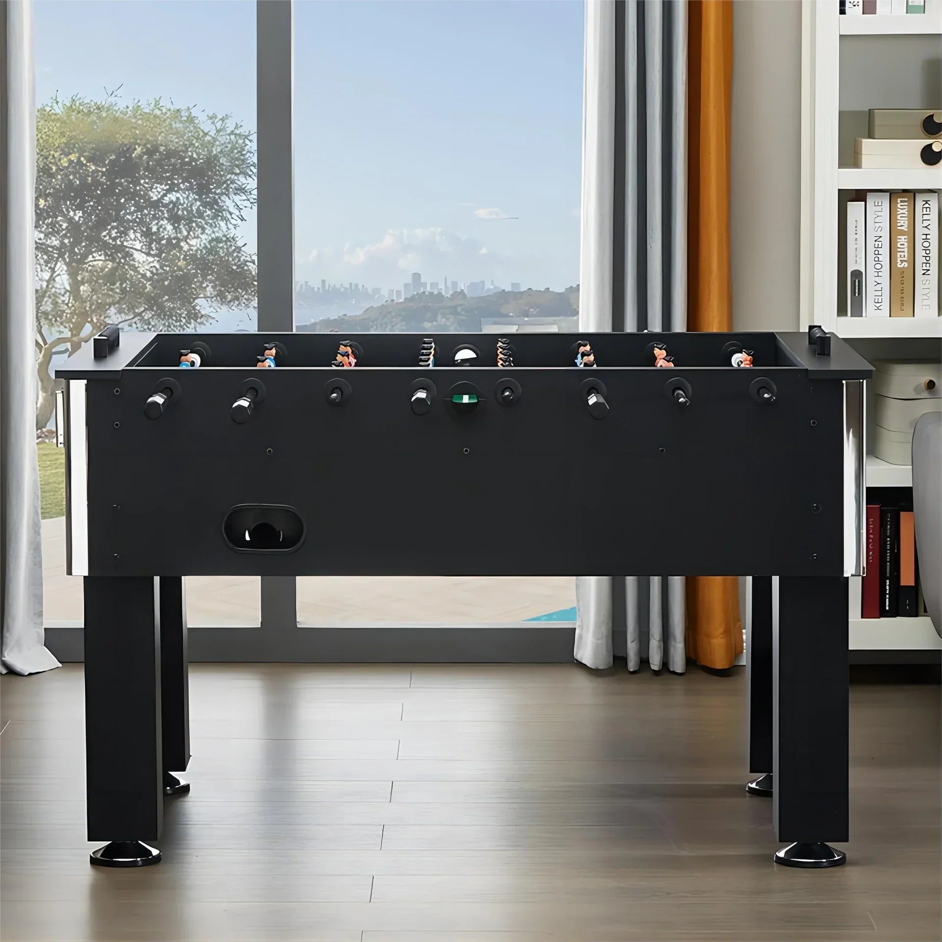 Foosball Table 55 Inch Full Size Soccer Game Table for Adults, Home and Office, Black Chrome, 50KG, ABS Players, 2 Balls Included - View 5