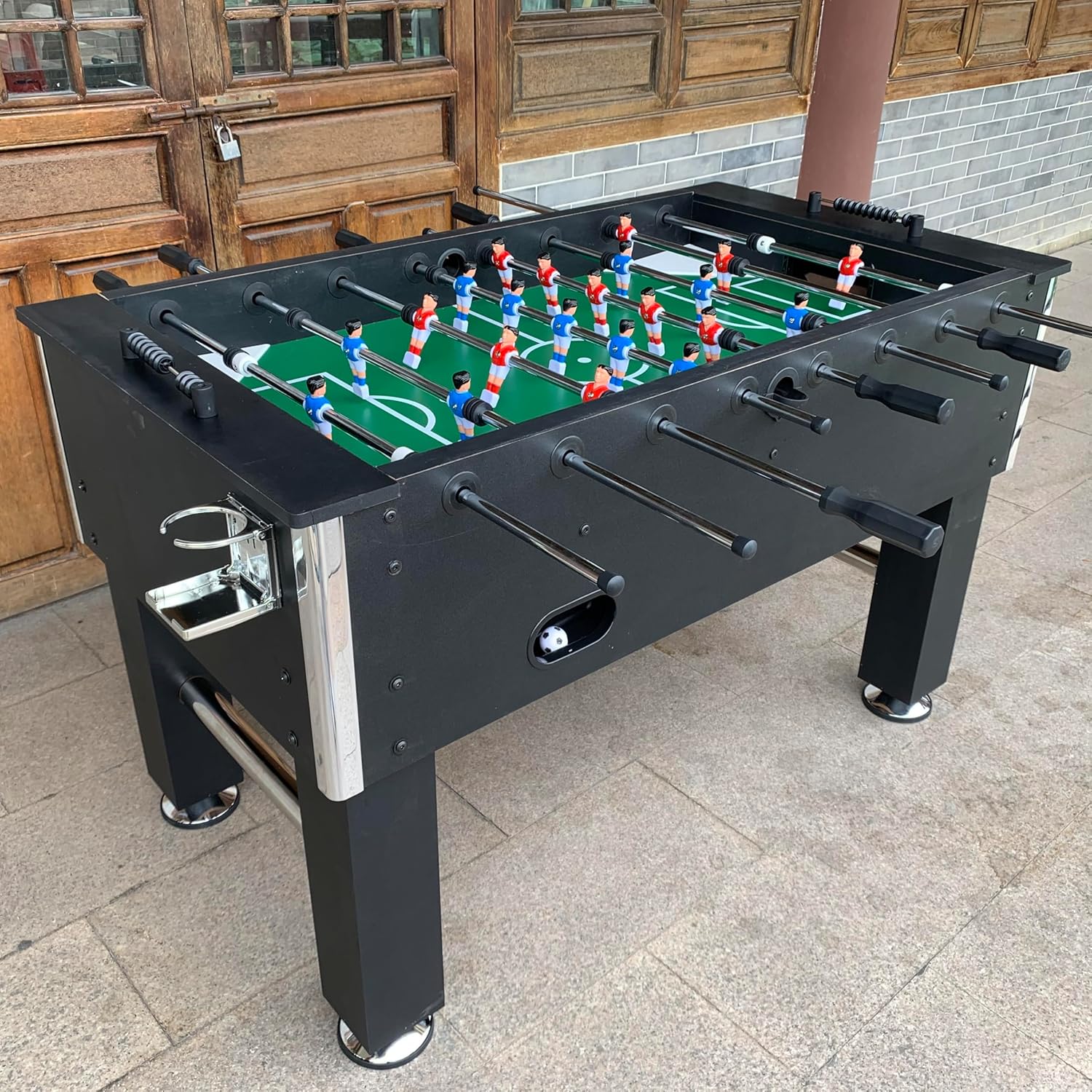 Foosball Table 55 Inch Full Size Soccer Game Table for Adults, Home and Office, Black Chrome, 50KG, ABS Players, 2 Balls Included - View 7