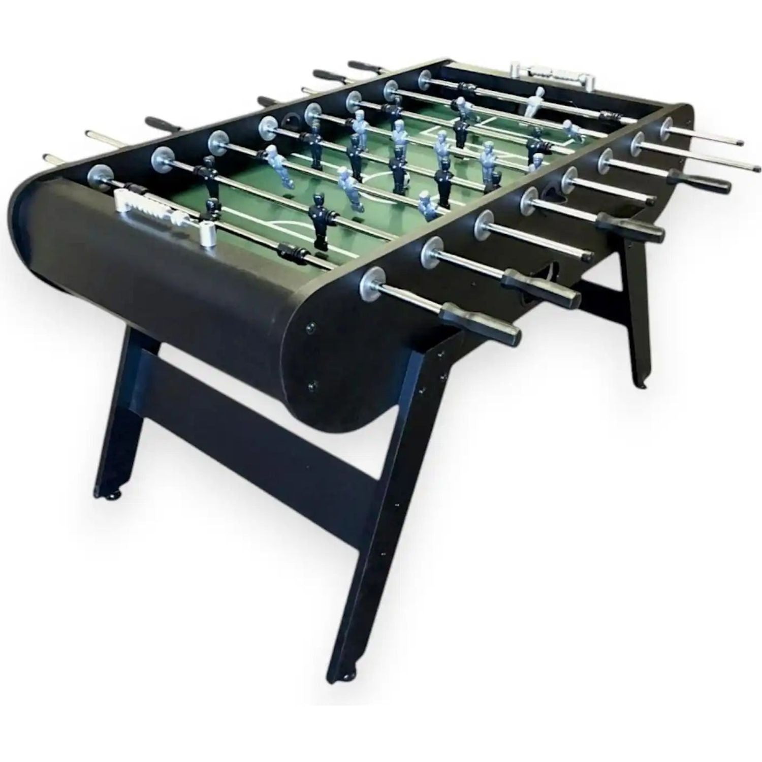 Foosball Table Azteca Black Chrome MDF 45KG 10mm Rods Cup Holders Anti-Slip Handles Adjustable Feet 2 Balls