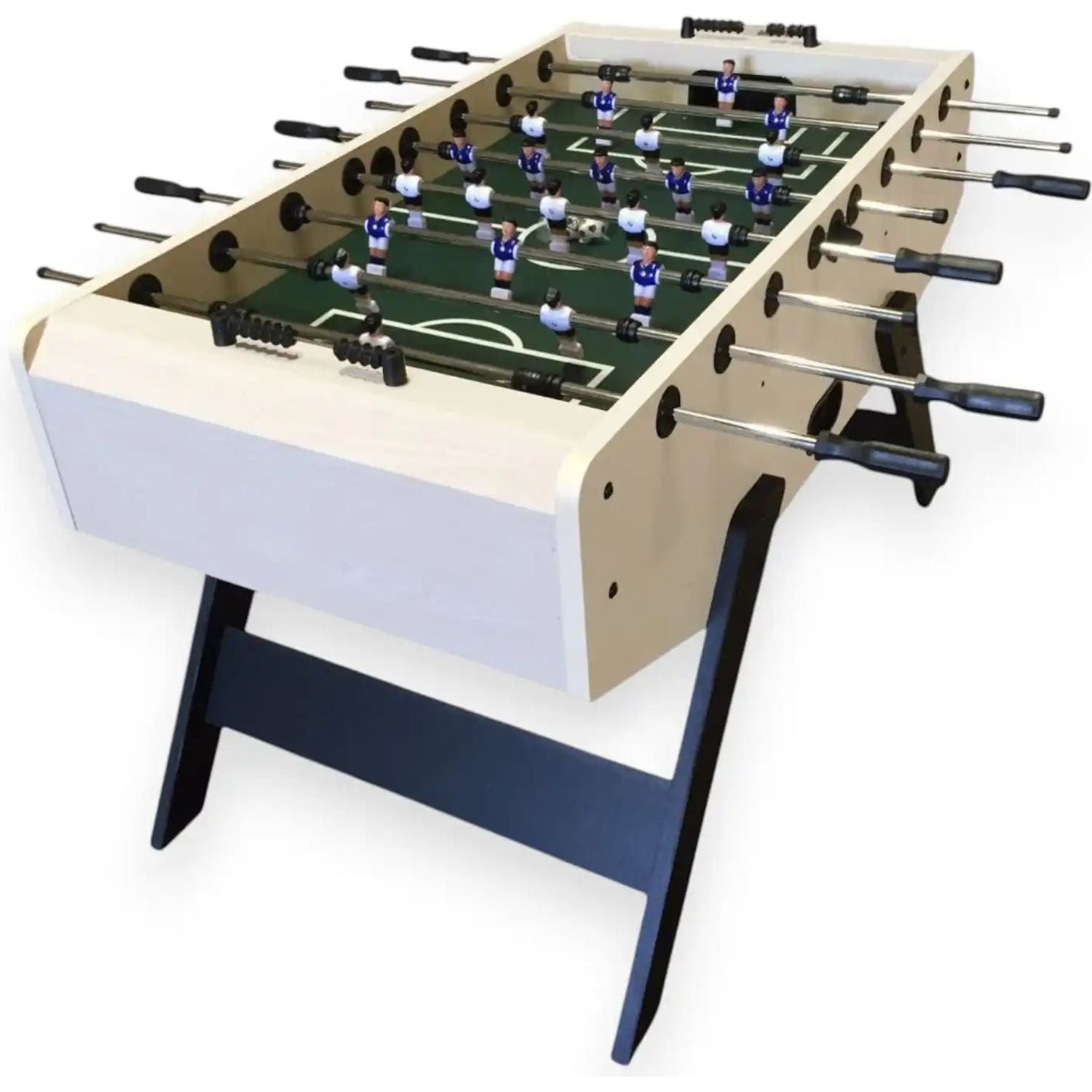 Foosball Table Bernabeu Cream Premium MDF 50KG 10mm Rods Anti-Slip Handles Adjustable Feet Raised Corners 2 Balls