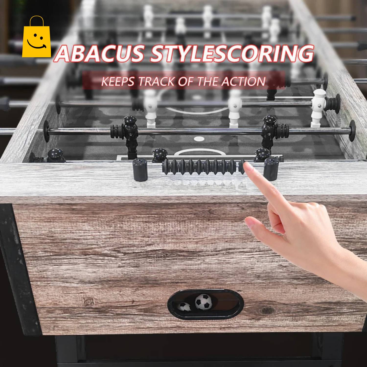 Foosball Table DGMT-7010 55 Inch Adult Size Wood Soccer Game Table, 26 Players, Metal Rods, Rubber Handles, 2 Balls - View 5