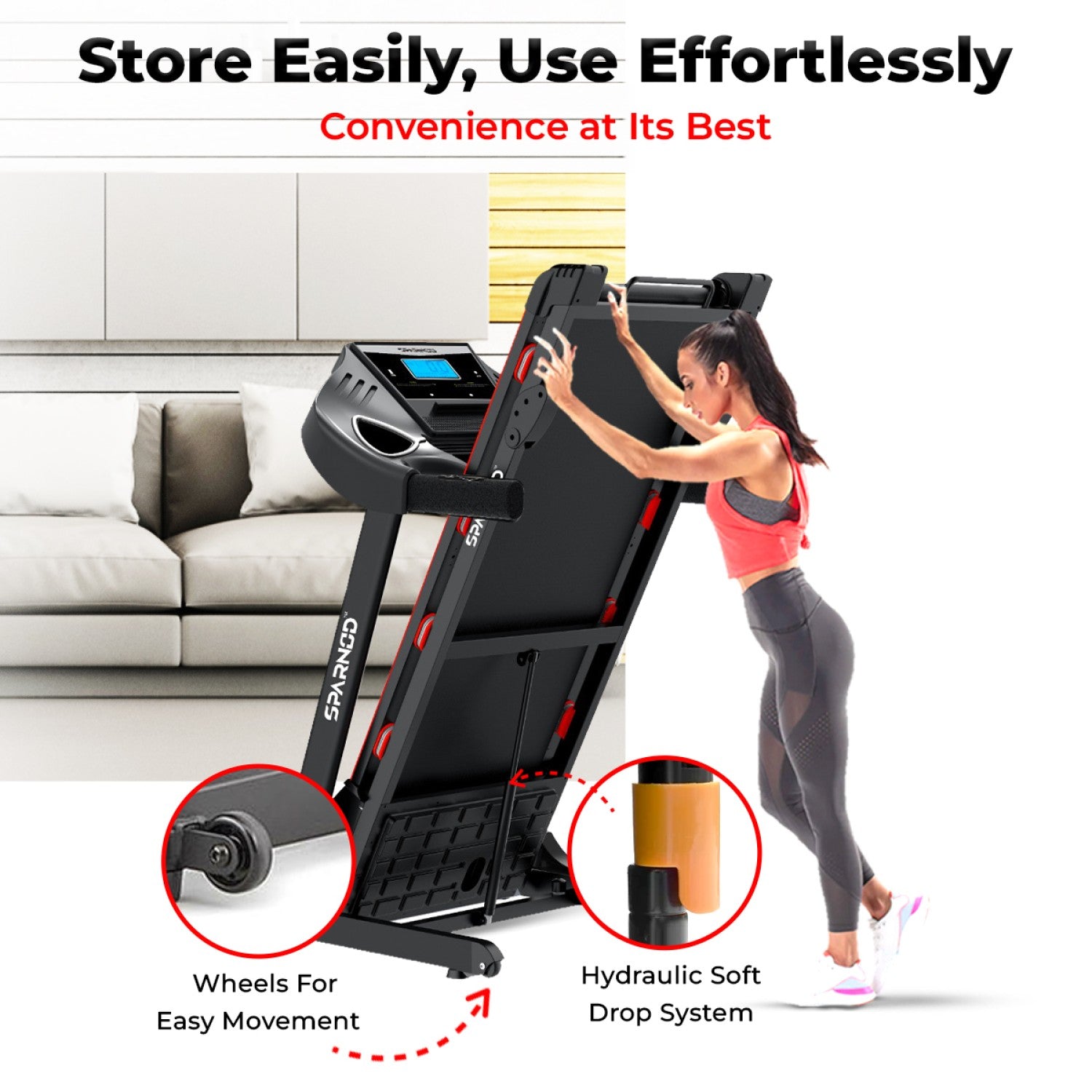 Home Treadmill STH-3200 4HP Peak DC Motor 16 km/h 110kg Hydraulic Foldable 12 Programs LCD Screen 8 Spring Shock Absorption - View 4