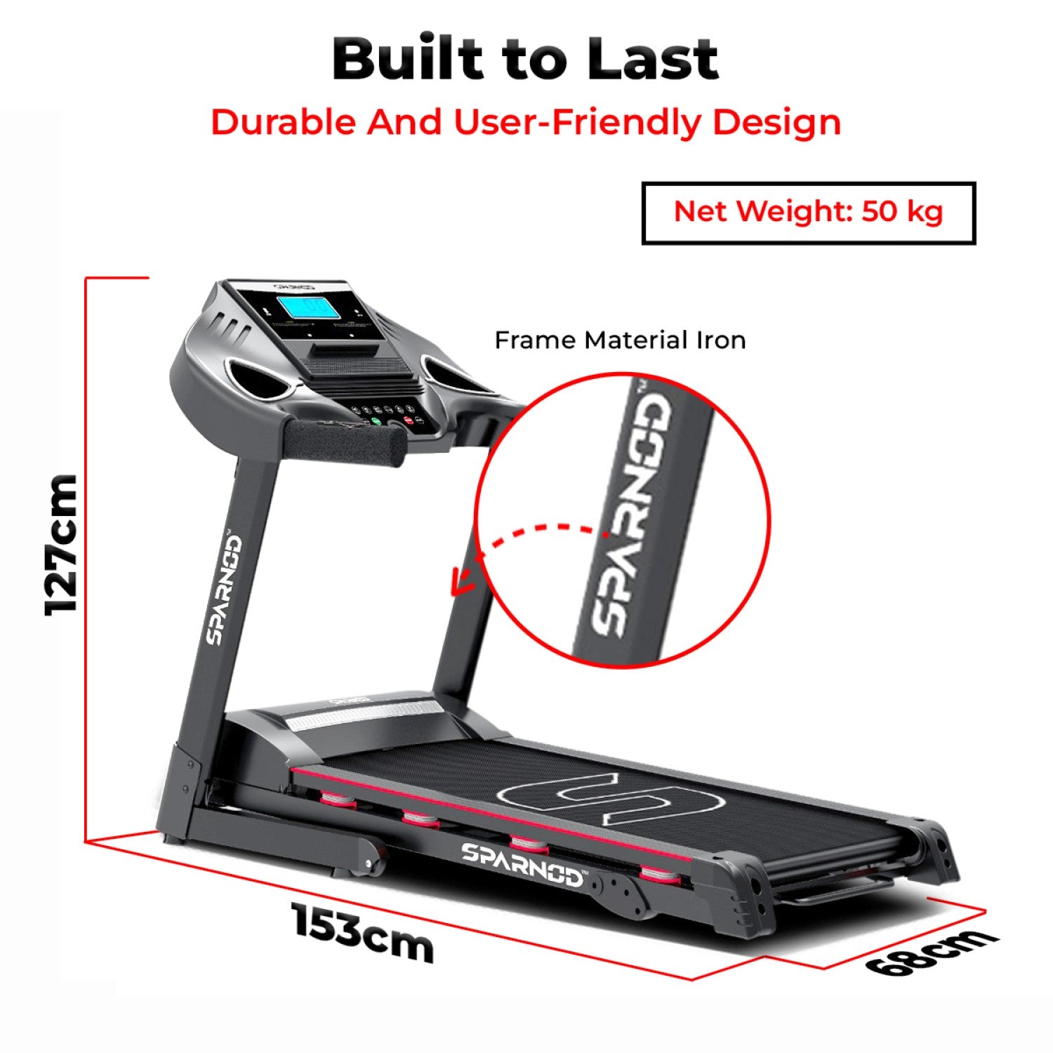 Home Treadmill STH-3200 4HP Peak DC Motor 16 km/h 110kg Hydraulic Foldable 12 Programs LCD Screen 8 Spring Shock Absorption - View 8