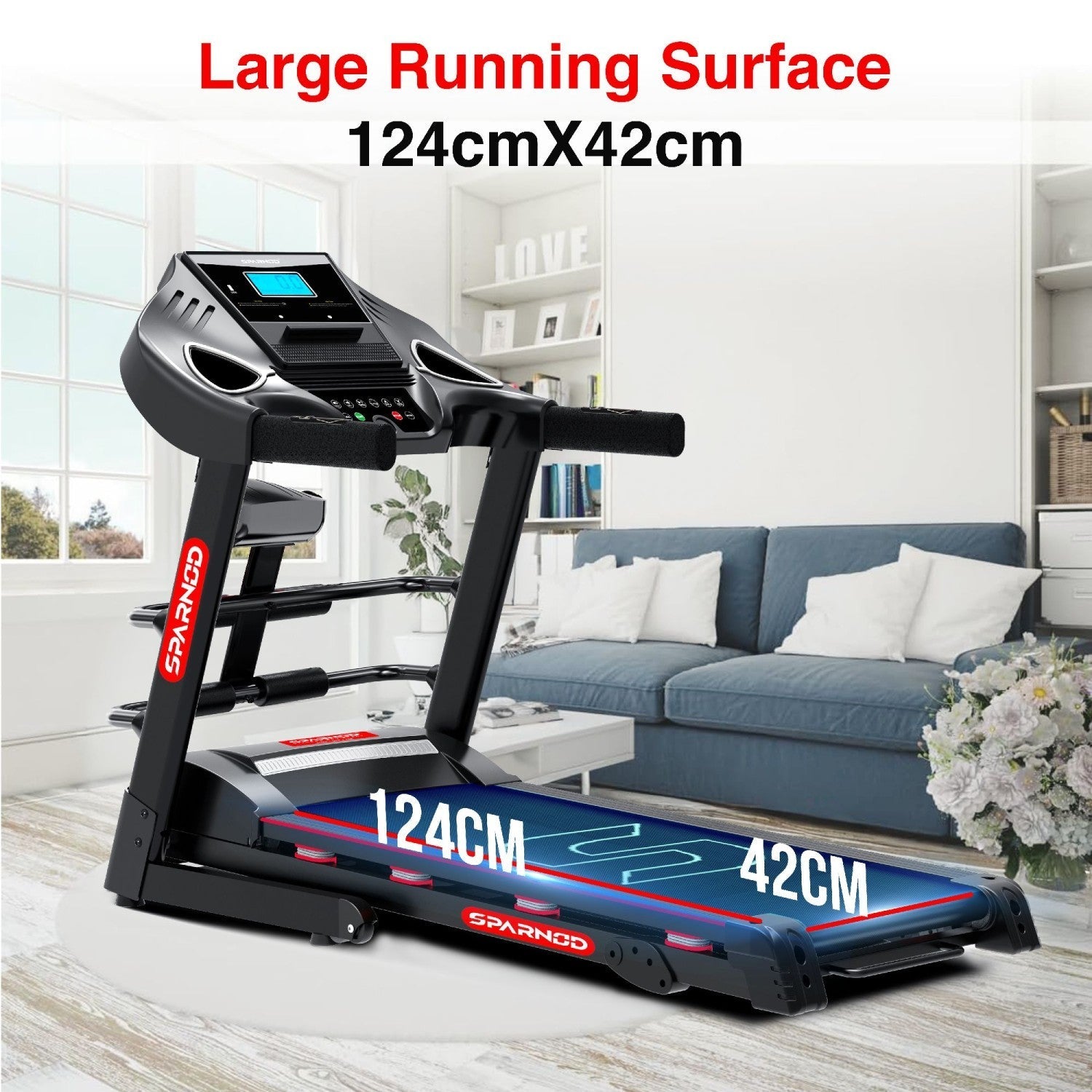 Home Treadmill STH-3500 4HP Peak DC Motor 16 km/h 110kg Hydraulic Foldable Massager Dumbbells Situp Stand LCD Screen - View 6