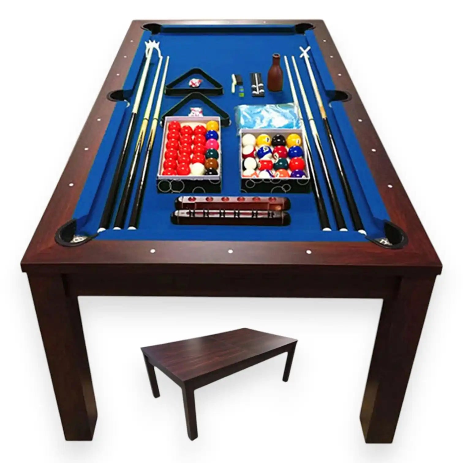 Pool Dining Table 7FT 2-in-1 Billiards and Dining Conversion MDF 145kg Retractable Pockets Full Accessories Home - View 2