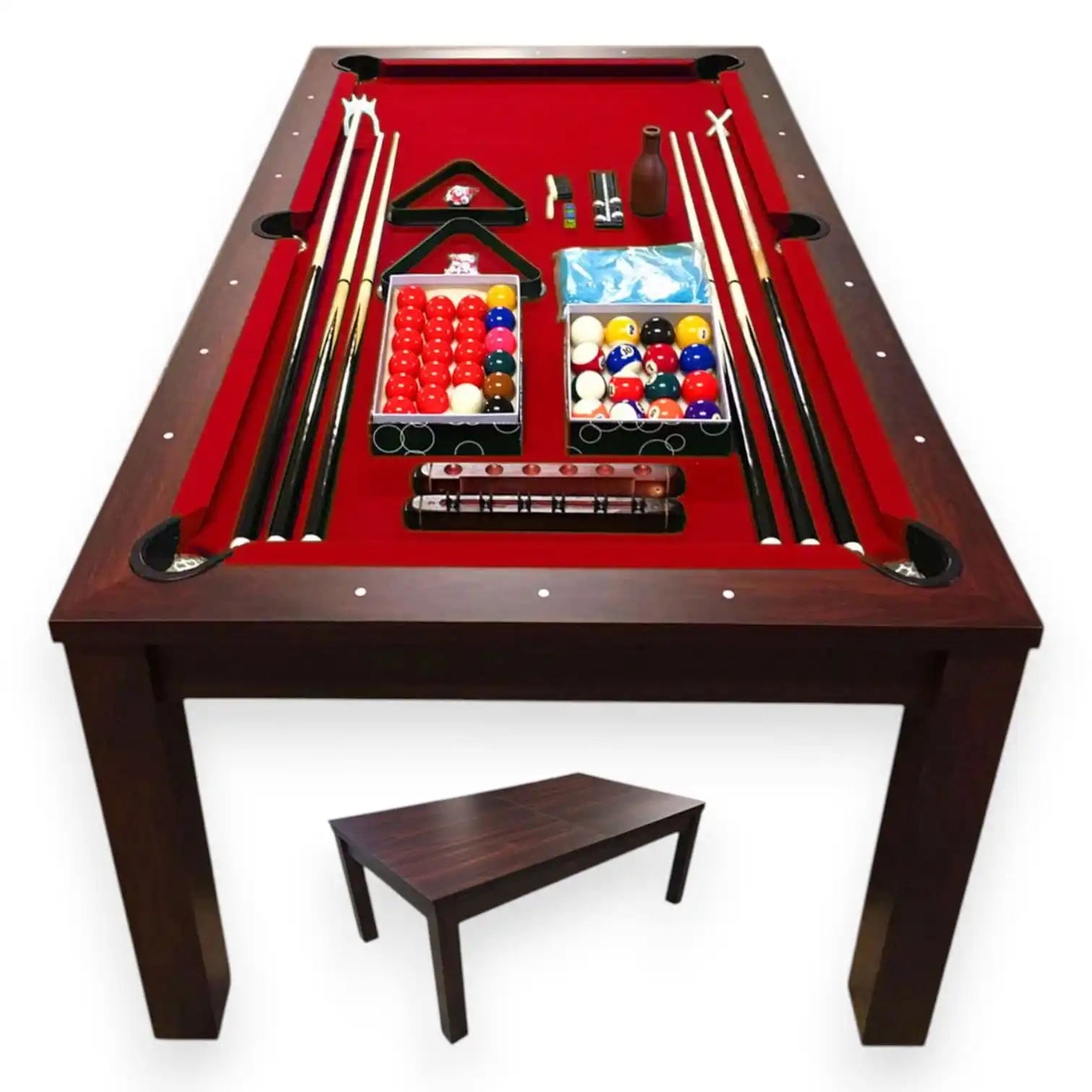 Pool Dining Table 7FT 2-in-1 Billiards and Dining Conversion MDF 145kg Retractable Pockets Full Accessories Home - View 3