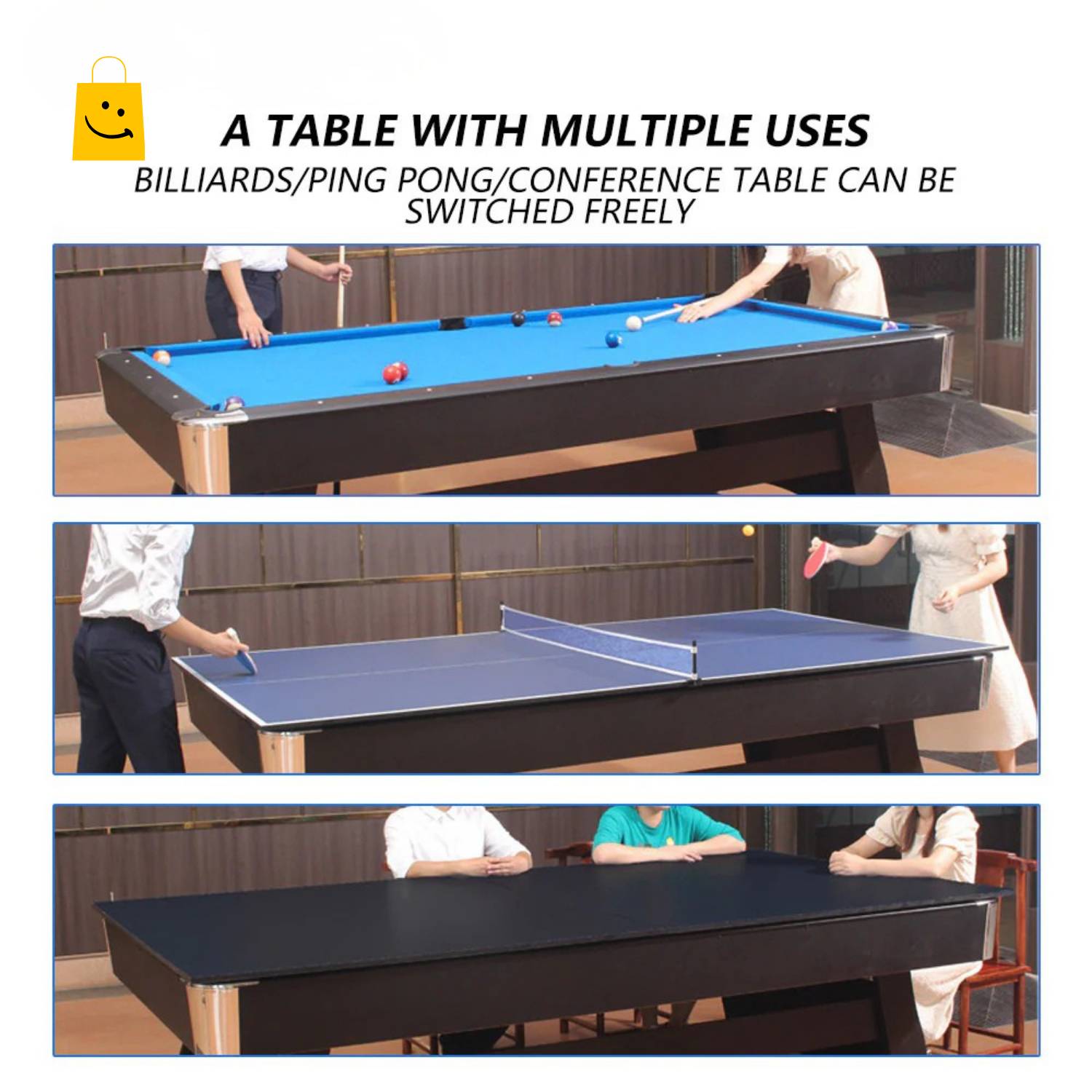 Pool Table 6FT 3 in 1 by UAE Stall - 1 Inch MDF, K66 Cushion, Scratch Resistant, Converts to Table Tennis, Instant Setup - View 5
