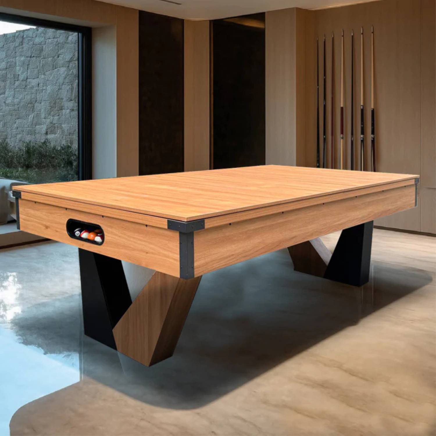 Pool Table 7FT 3 in 1 Billiards Table by UAE Stall - MDF Board, Velvet Cloth, Auto Ball Return, Converts to Dining and Tennis Table - View 2