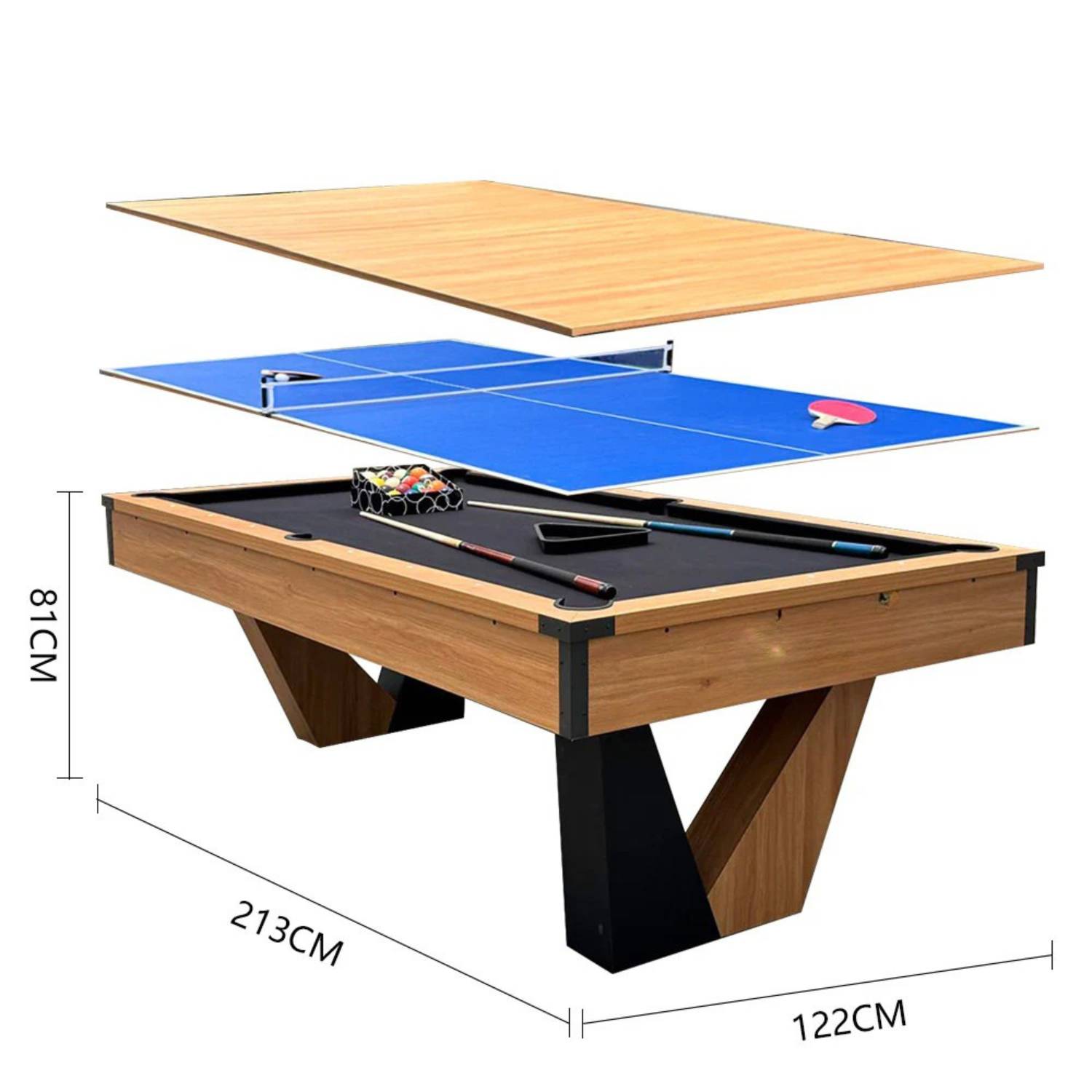 Pool Table 7FT 3 in 1 Billiards Table by UAE Stall - MDF Board, Velvet Cloth, Auto Ball Return, Converts to Dining and Tennis Table - View 5