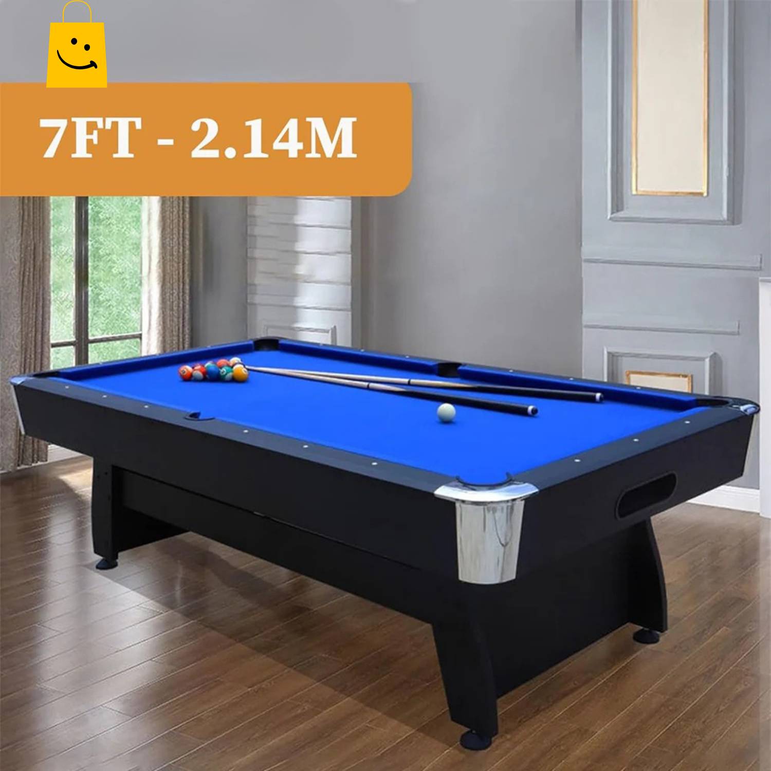 Pool Table 7FT Auto Ball Return by UAE Stall - 15mm MDF, Blue Velvet, Complete Accessory Set, Fast Leg-Only Setup - View 7