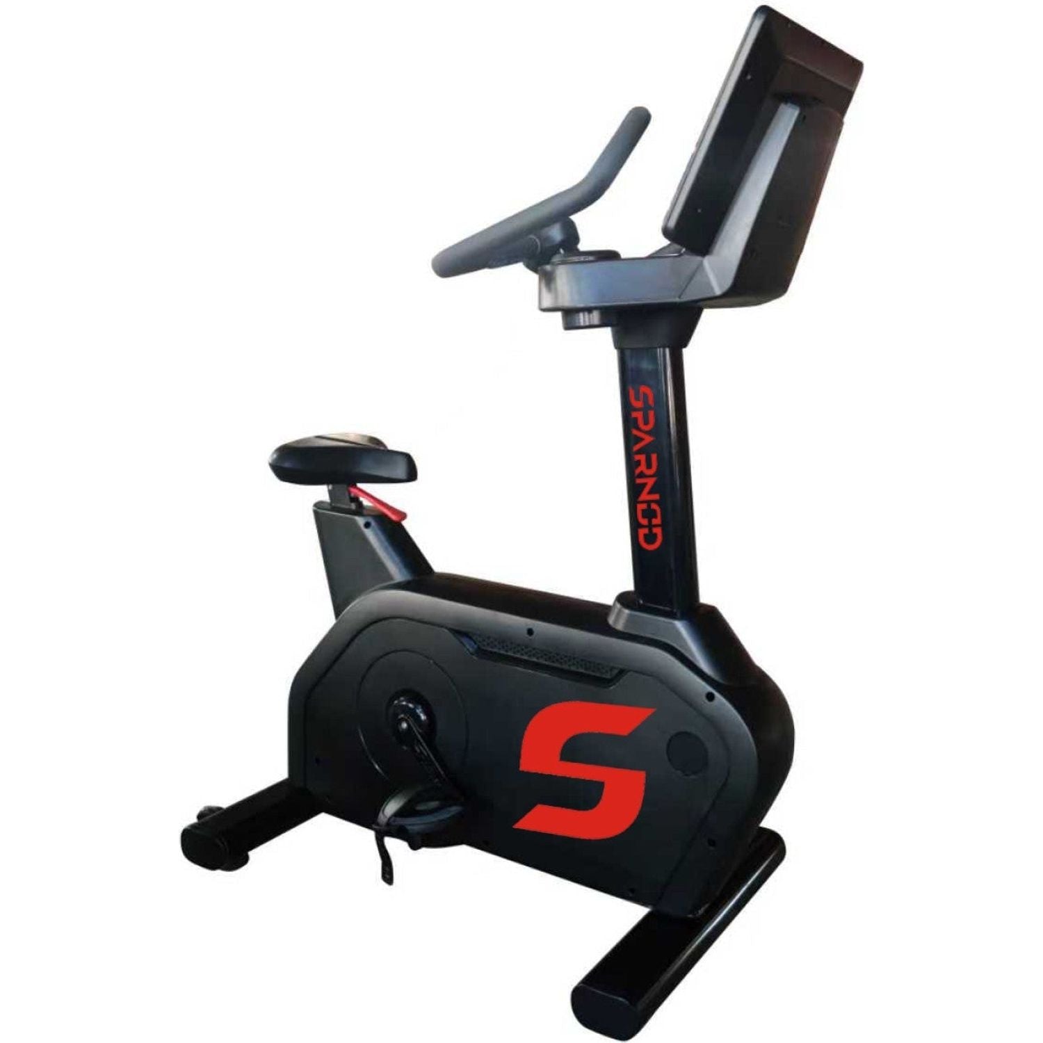 Upright Exercise Bike SUB-520 Commercial Self-Powered 150kg Capacity Heart Rate Console Phone Holder Transport Wheels Black