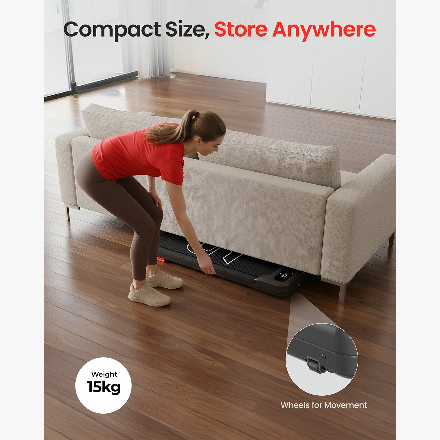 Walking Pad STH-3001 Home Treadmill 2.5HP DC Motor 1-6km/h No Assembly Deck Shock Absorption LED Display 90KG Capacity Black - View 7