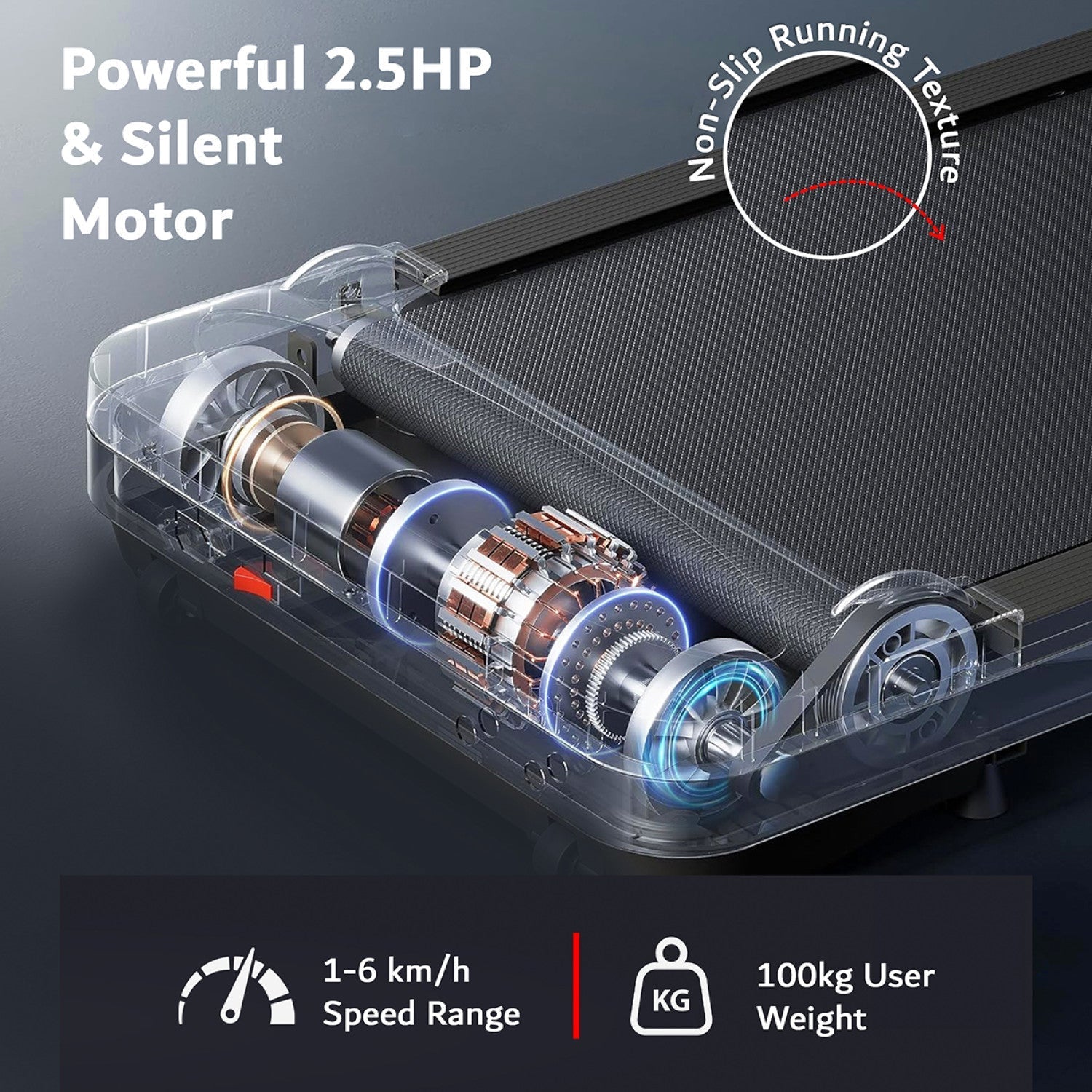 Walking Pad STH-3002 2.5HP DC Motor 1-6KM/H 100KG Manual Incline Deck Shock Absorption LED Display No Assembly Black - View 4