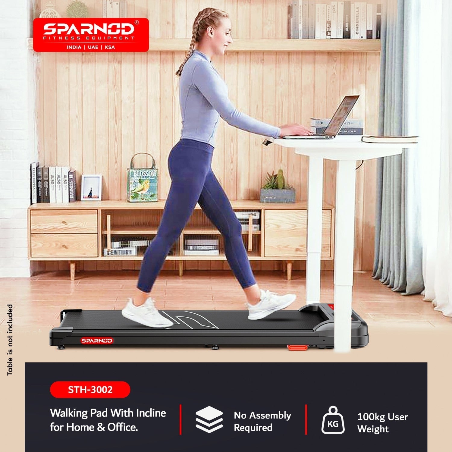 Walking Pad STH-3002 2.5HP DC Motor 1-6KM/H 100KG Manual Incline Deck Shock Absorption LED Display No Assembly Black - View 6