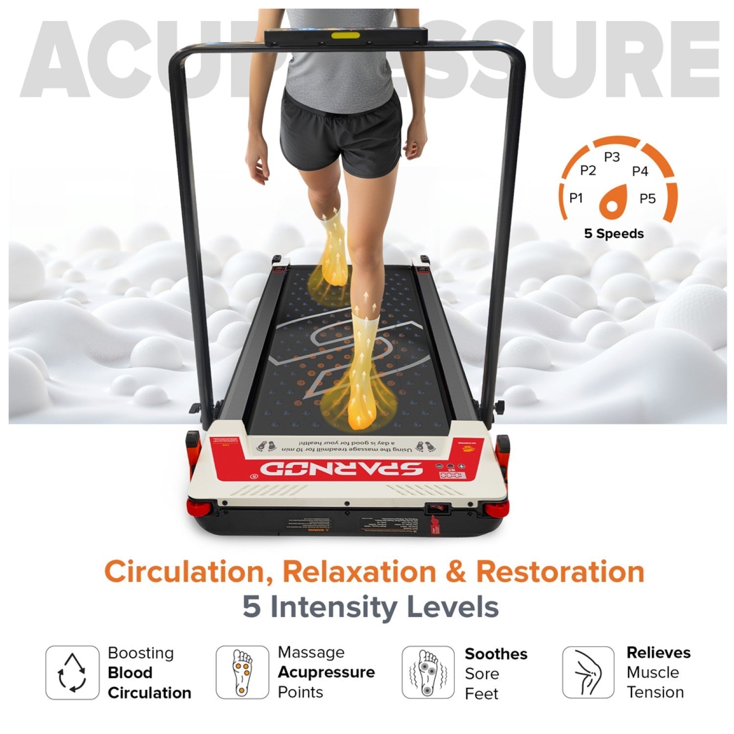 Walking Pad Treadmill STH-3007 3-in-1 Double Sided, 2.5HP, 1-12km/h, Acupressure Massage, Foldable, LED Display, 120KG Capacity - View 5