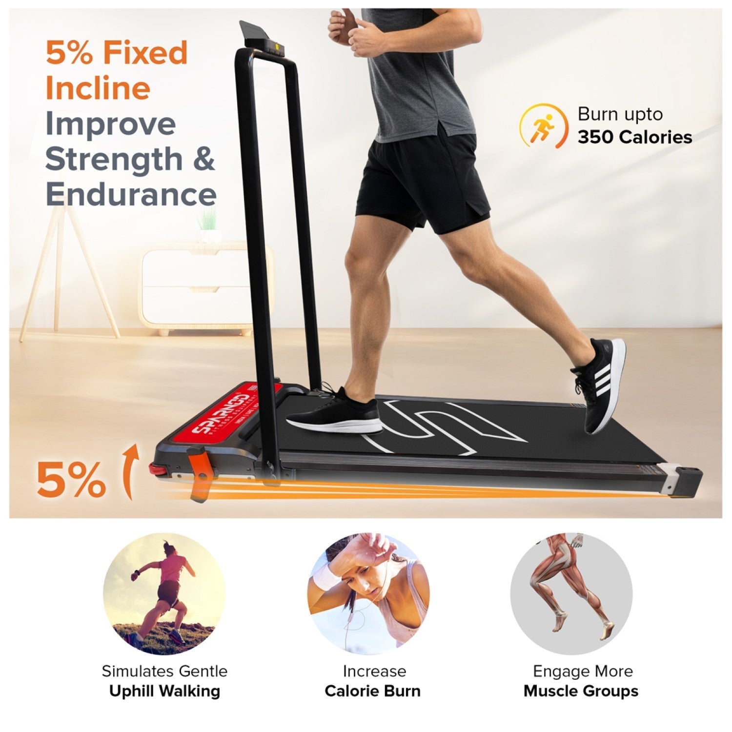Walking Pad Treadmill STH-3007 3-in-1 Double Sided, 2.5HP, 1-12km/h, Acupressure Massage, Foldable, LED Display, 120KG Capacity - View 8