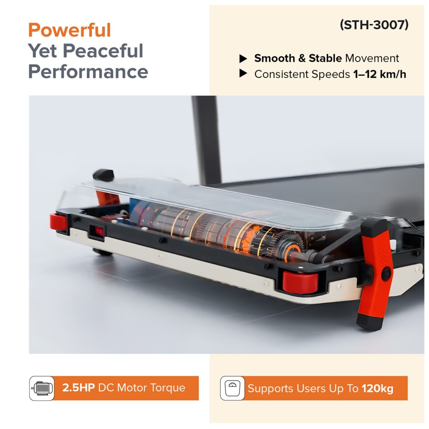 Walking Pad Treadmill STH-3007 3-in-1 Double Sided, 2.5HP, 1-12km/h, Acupressure Massage, Foldable, LED Display, 120KG Capacity - View 10