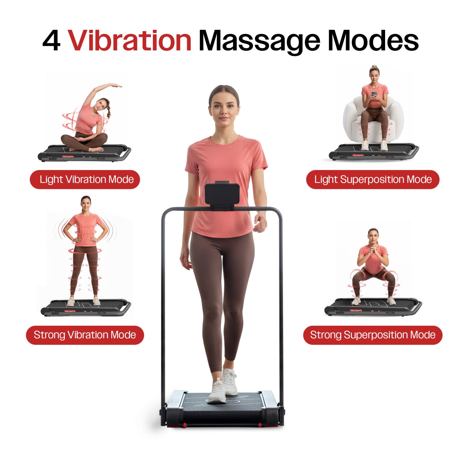 Walking Pad WalkyShaky Plus 3HP Foldable Treadmill 0.3-6KM/H 150KG 4 Vibration Modes Remote Tablet Holder No Assembly - View 5