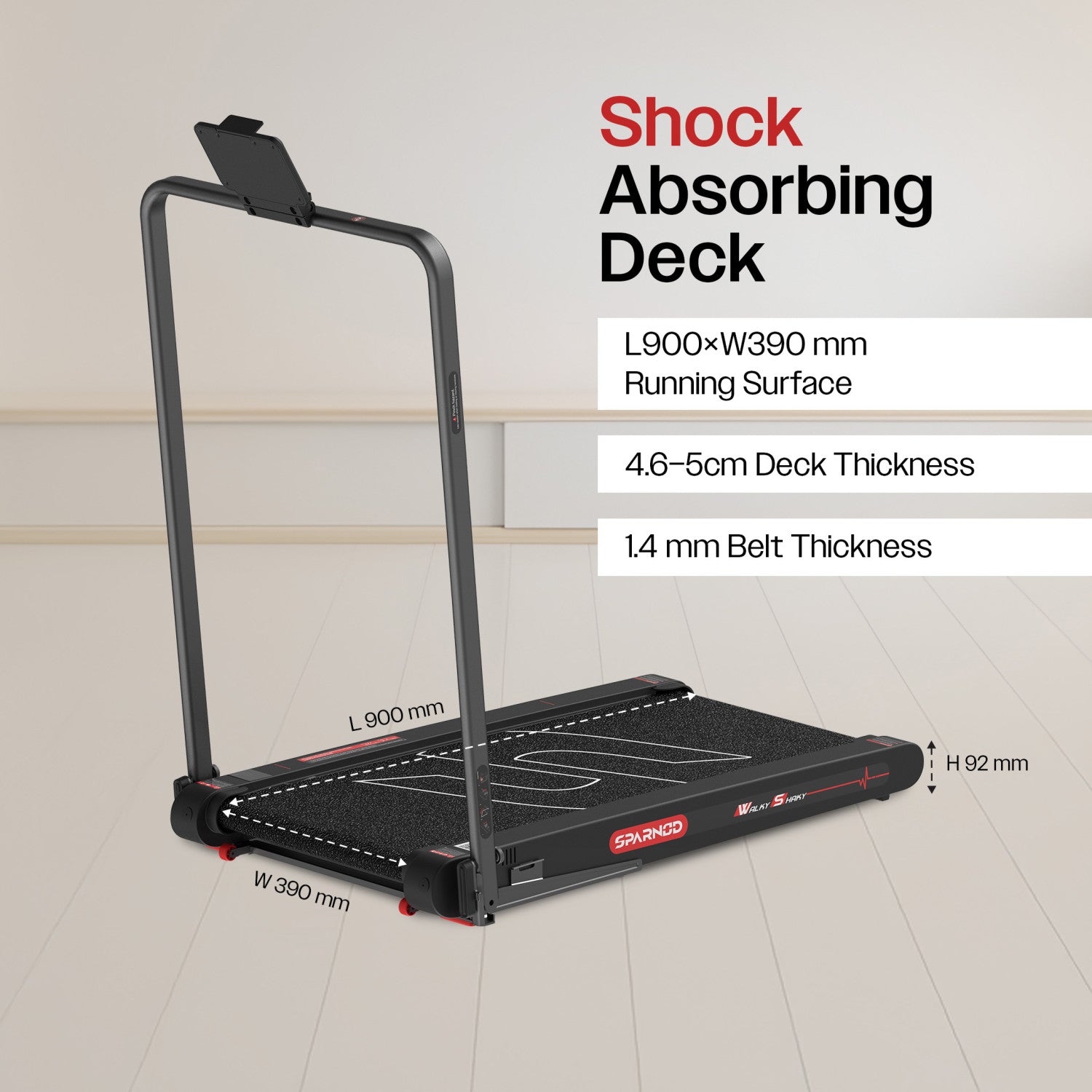 Walking Pad WalkyShaky Plus 3HP Foldable Treadmill 0.3-6KM/H 150KG 4 Vibration Modes Remote Tablet Holder No Assembly - View 8