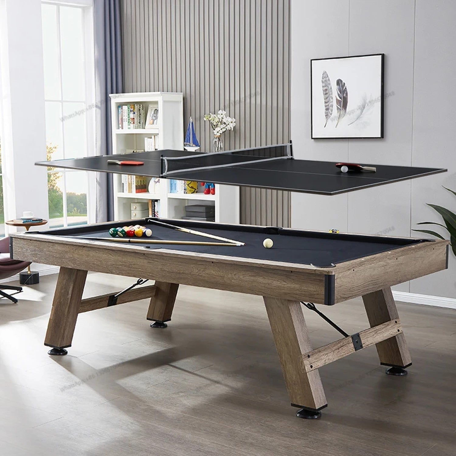 3 in 1 Pool Table 8ft MDF Billiards plus Table Tennis plus Dining Multi-Function Indoor Game Table Full Accessory Set - View 3