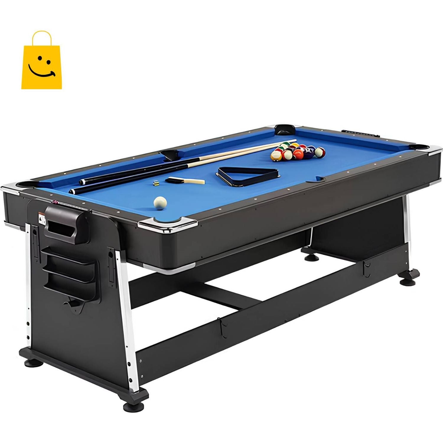 4 in 1 Billiard Pool Table 7ft MDF Multi-Function Indoor Game Table with Wooden Balls and Solid Cues