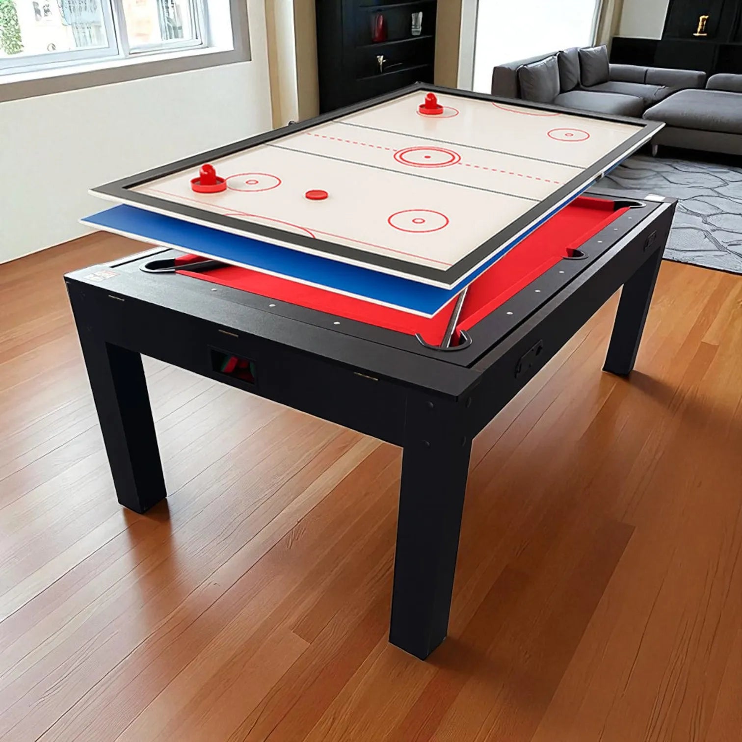 7FT Multi Game Table Strike - Pool, Air Hockey, Table Tennis, Dining, Rotating System, Electric Motor, Full Accessories - View 2