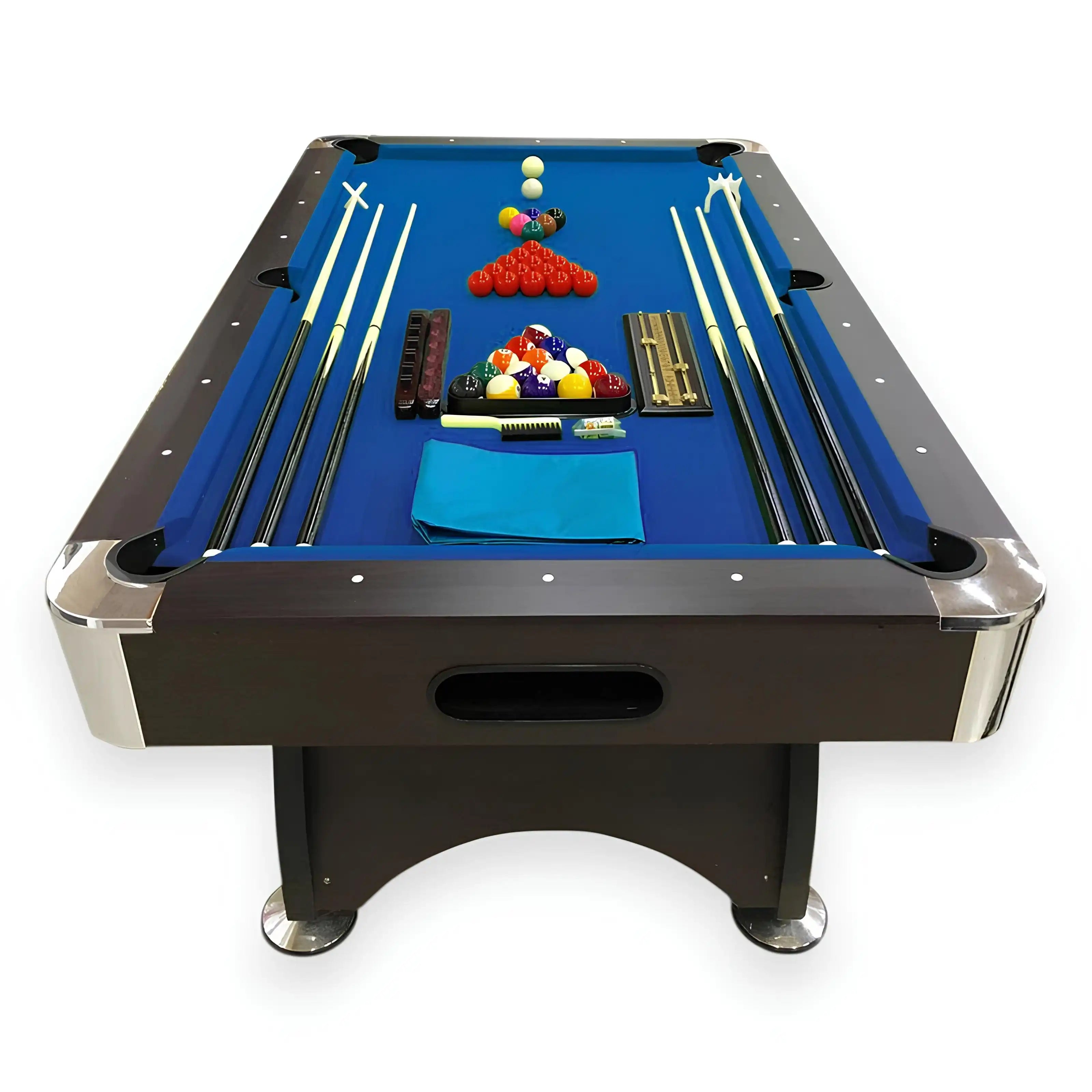 7FT Pool Table Green Season - Green Cloth, Chrome Accents, Auto Ball Return, 145kg, Full Accessories, 6 Cues, Scoreboard Included - View 2