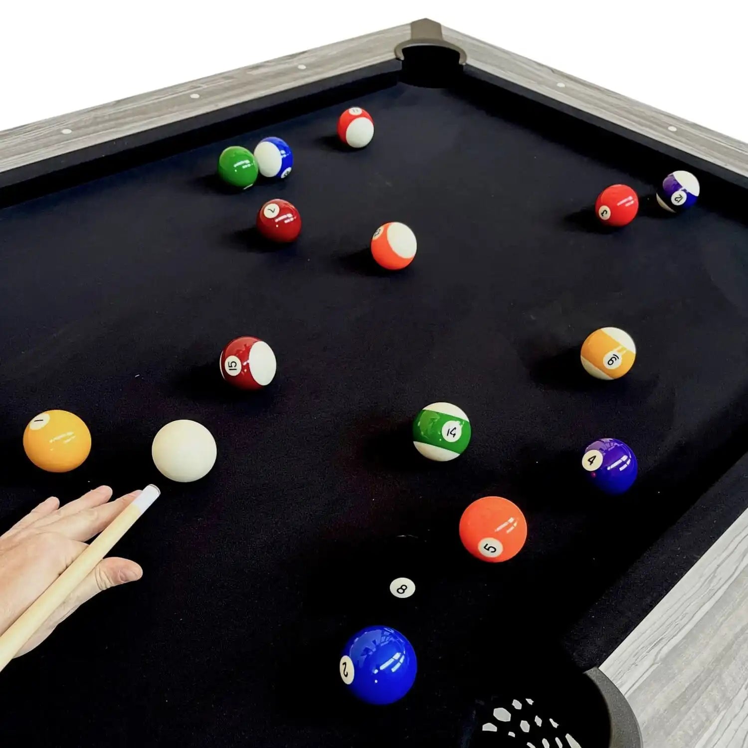 7FT Pool Table Neptune - Black Cloth, Gray Laminate, MDF Frame, 150kg, Height Adjustable Feet, Full Accessories Included - View 7