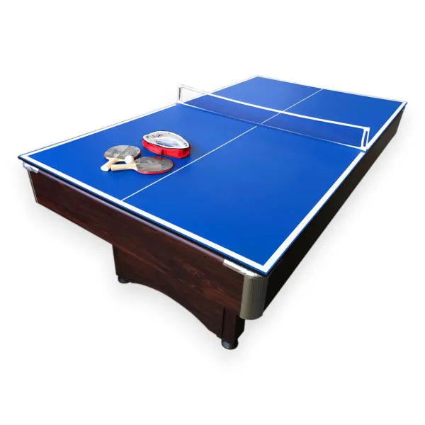 7FT Pool Table Sirio 2-in-1 Dark Brown Green Cloth 145KG Auto Ball Return Table Tennis Top Full Accessories UAE - View 3