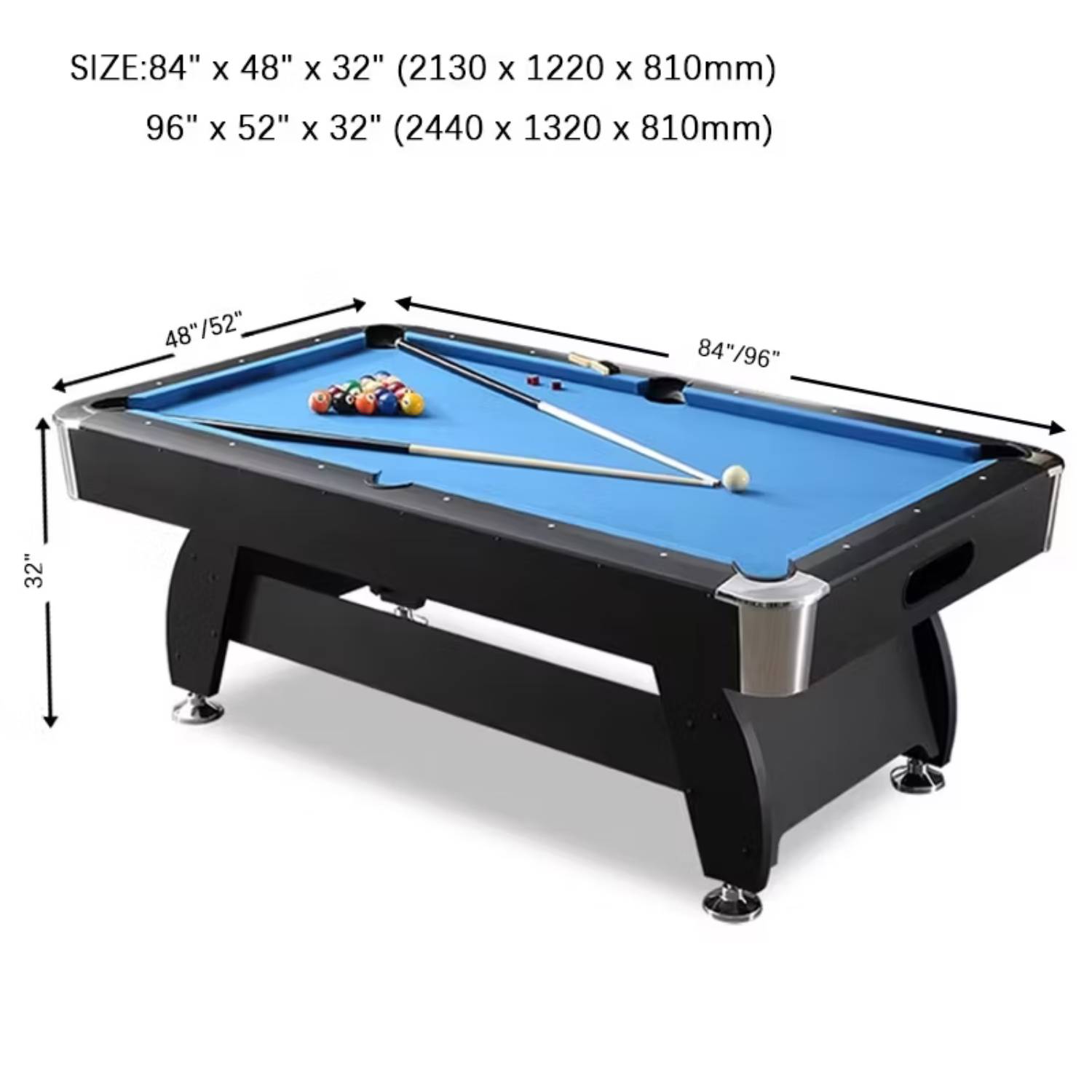 8ft Pool Table Auto Ball Return 15mm MDF Blue Velvet Indoor Billiards Table with Full Accessory Set - View 3