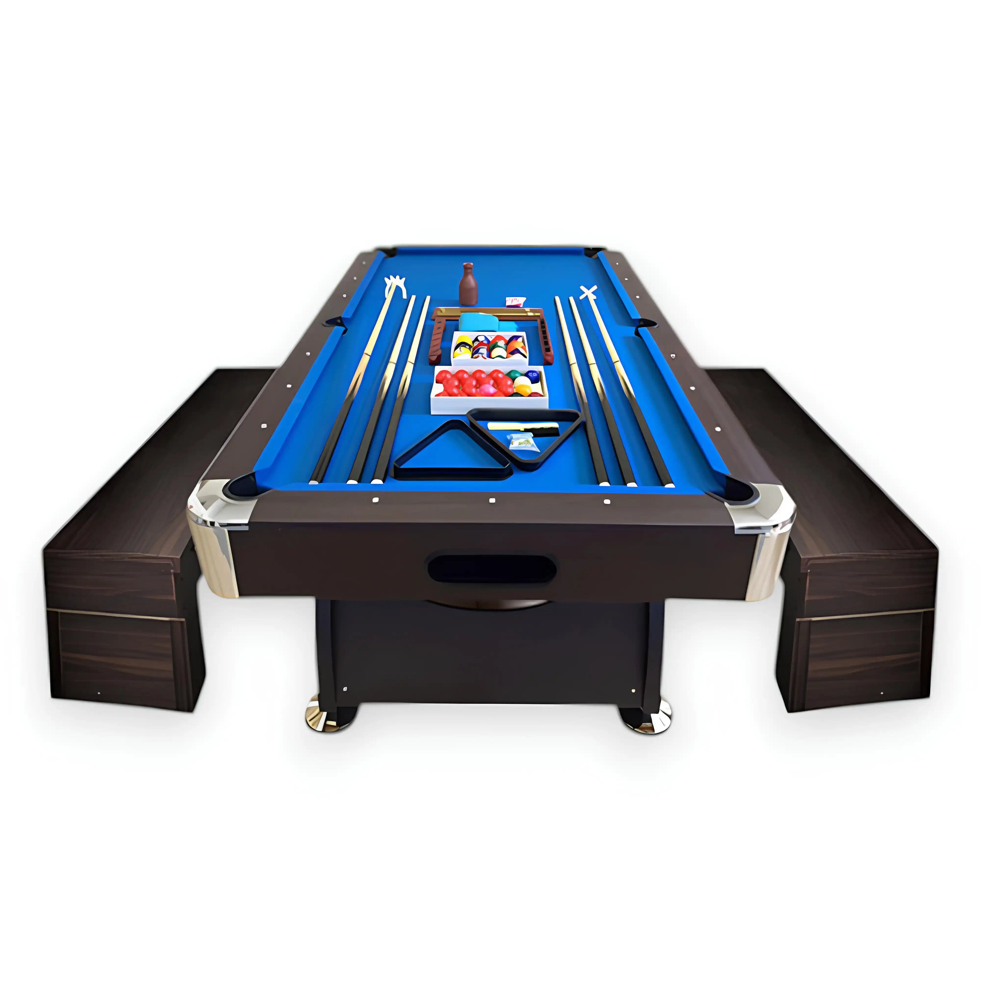 8FT Pool Table with 2 Storage Benches - Chrome Accents, Auto Ball Return, 150kg, Full Accessories, 6 Cues, Scoreboard - View 2