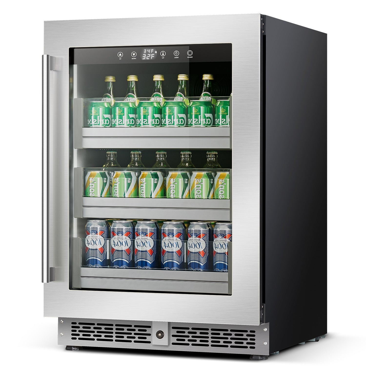 Wine Refrigerator, Built-in Under Counter, Stainless Steel Beverage Cooler,145L,154 Cans Capacity - COOLBABY