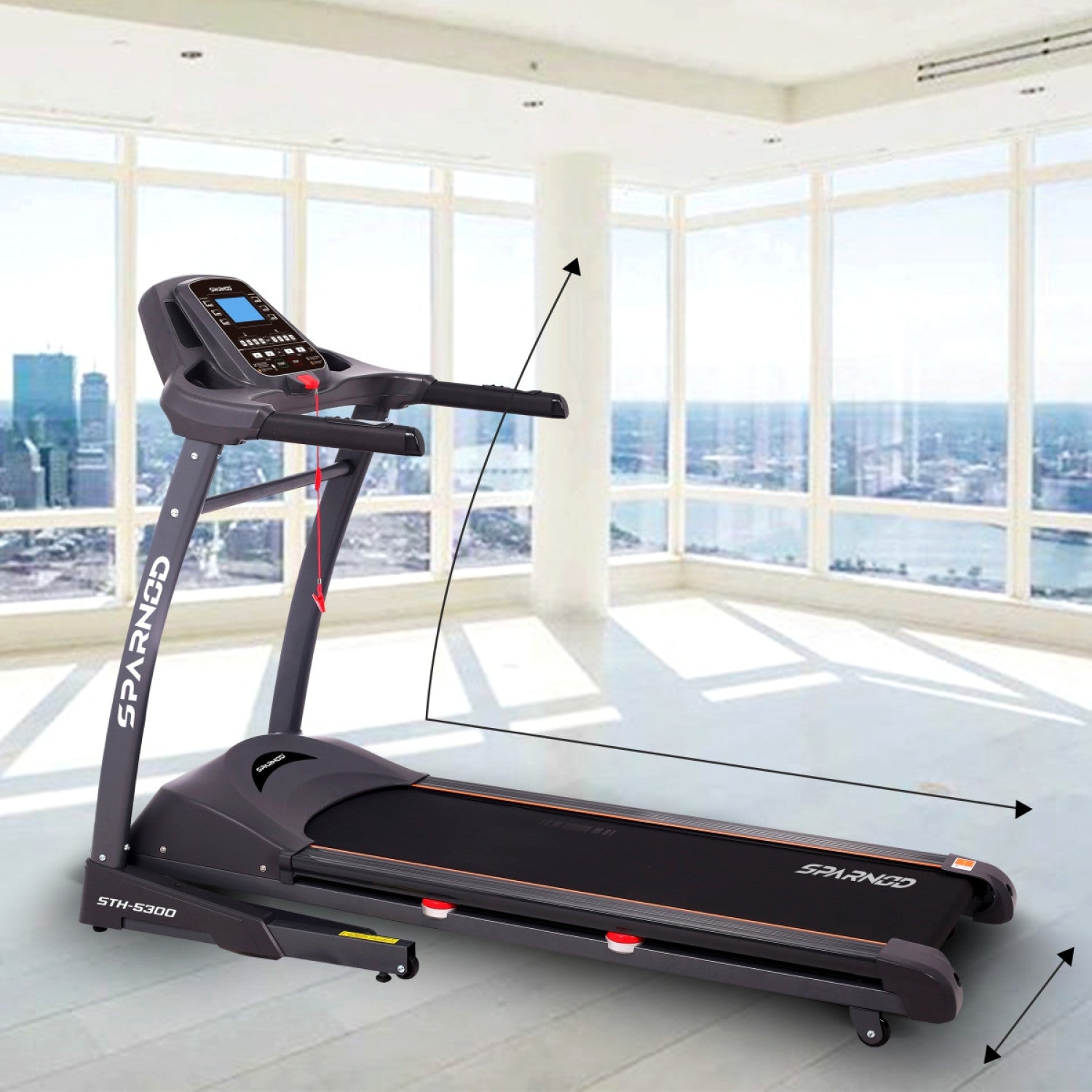 Auto Incline Treadmill STH-5300 5.5HP Peak 140kg 15% Auto Incline 16 km/h 18 Programs Hydraulic Fold Heart Rate Sensor - View 8