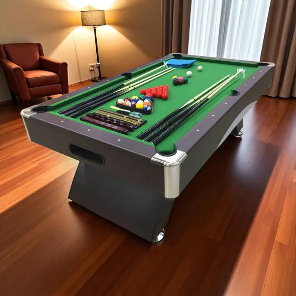 Billiard Table ANNIBALE 7FT Green Cloth Chrome Accents Auto Ball Return 145kg Full Accessories Home Game Room - View 2