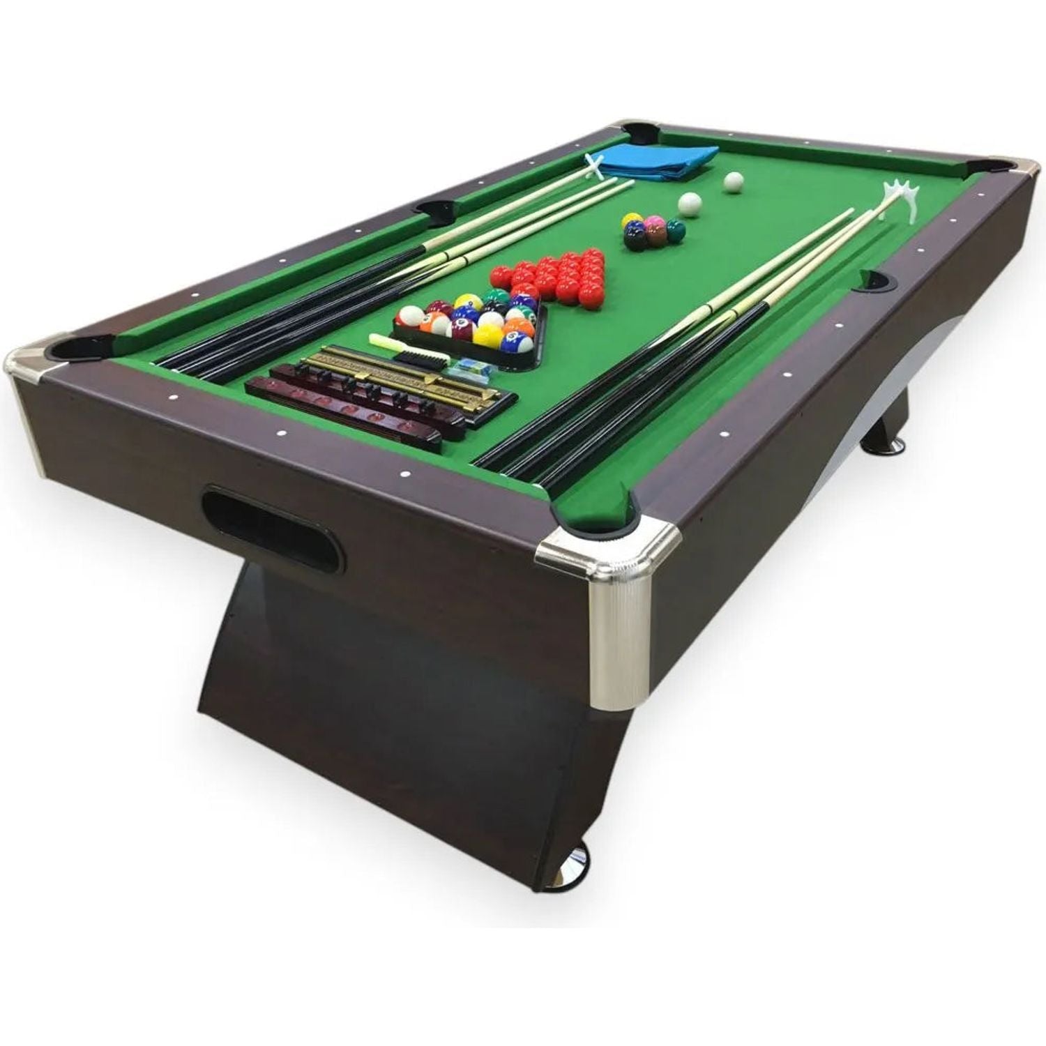 Billiard Table ANNIBALE 7FT Green Cloth Chrome Accents Auto Ball Return 145kg Full Accessories Home Game Room