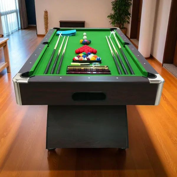 Billiard Table LEONIDA 8FT Green Cloth Chrome Frame Auto Ball Return 150kg Full Accessories Professional Home Game Room - View 2